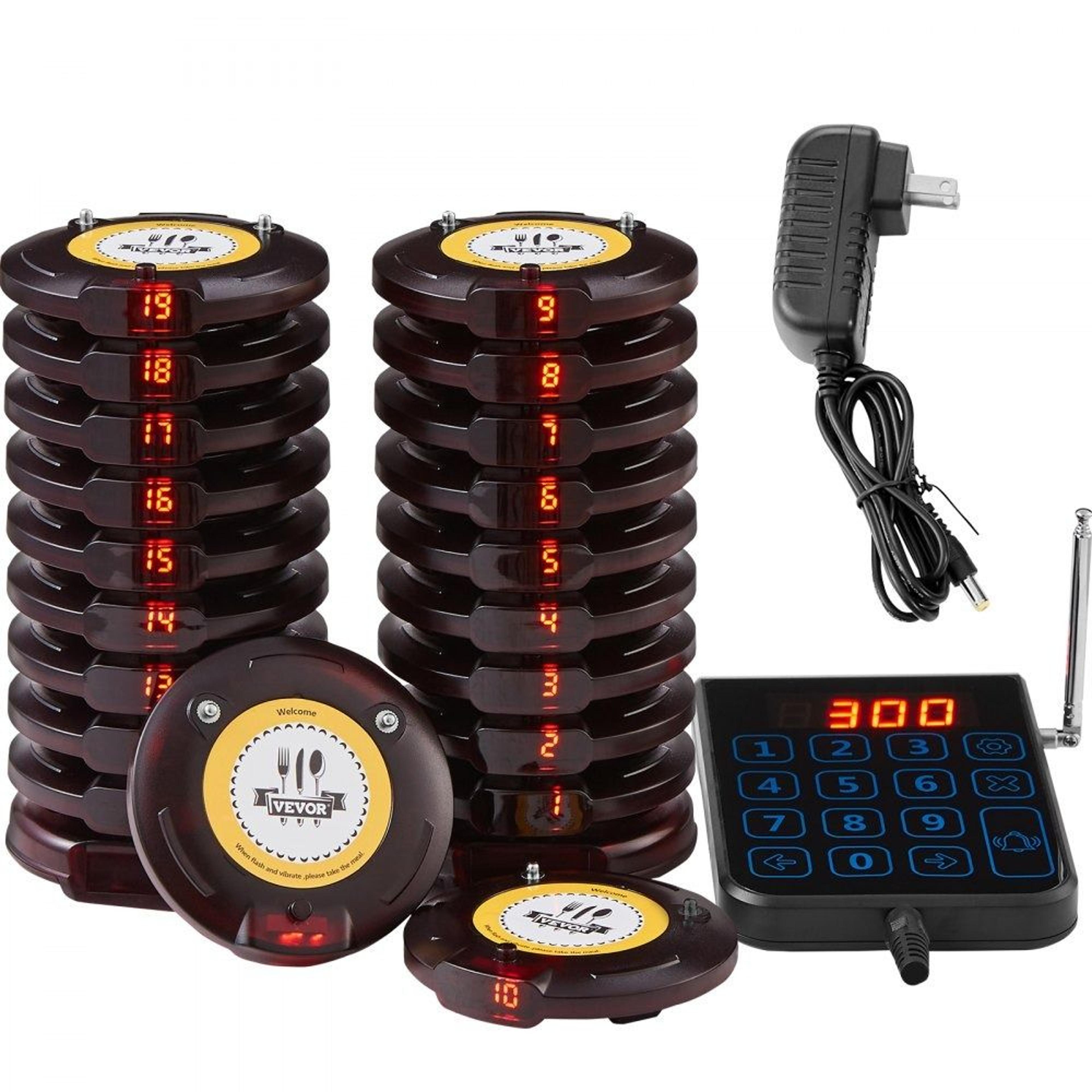 Wireless Restaurant Pager System With 20 Guest Buzzers Long Range Queue Calling 8