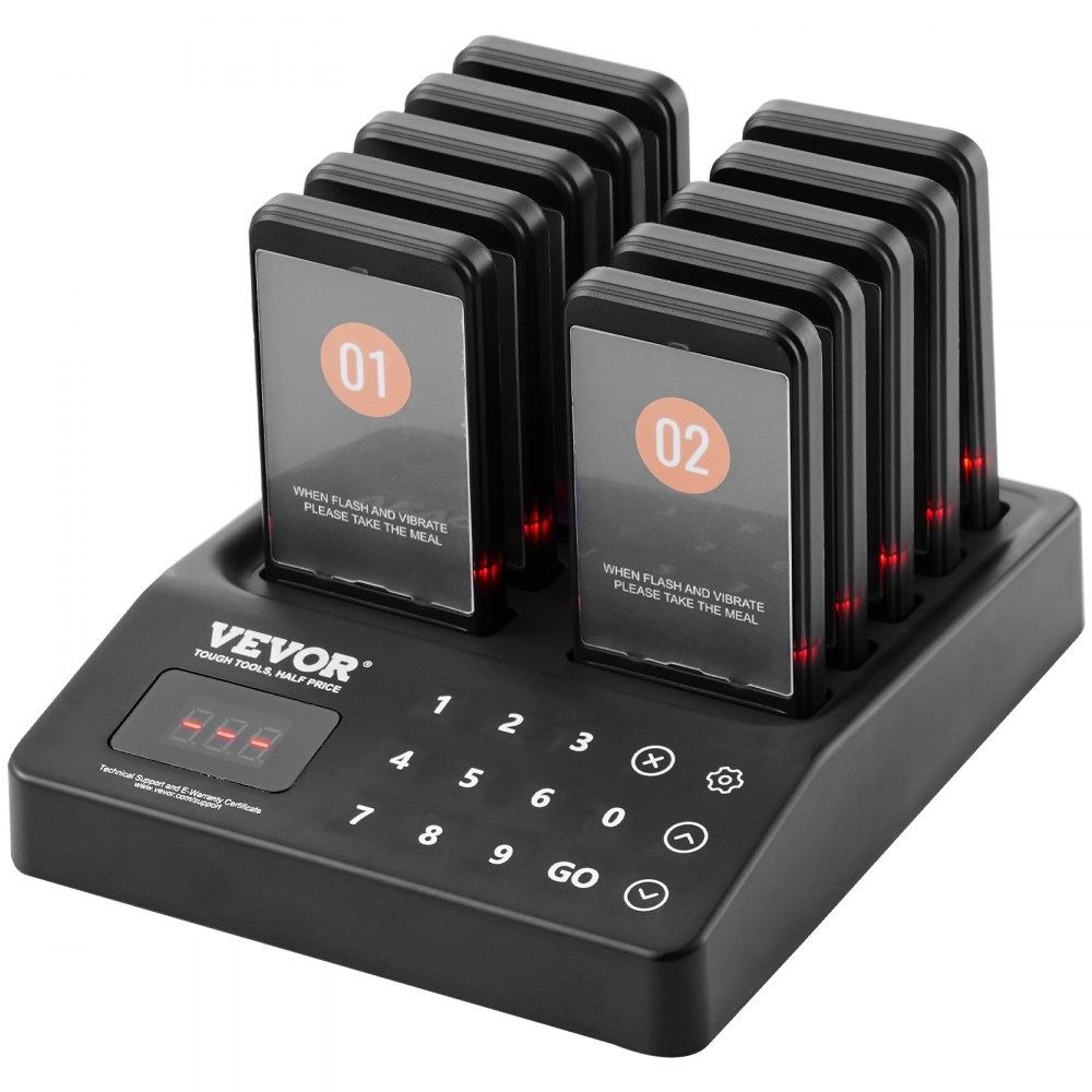 long range wireless restaurant pager system with 10 guest buzzers