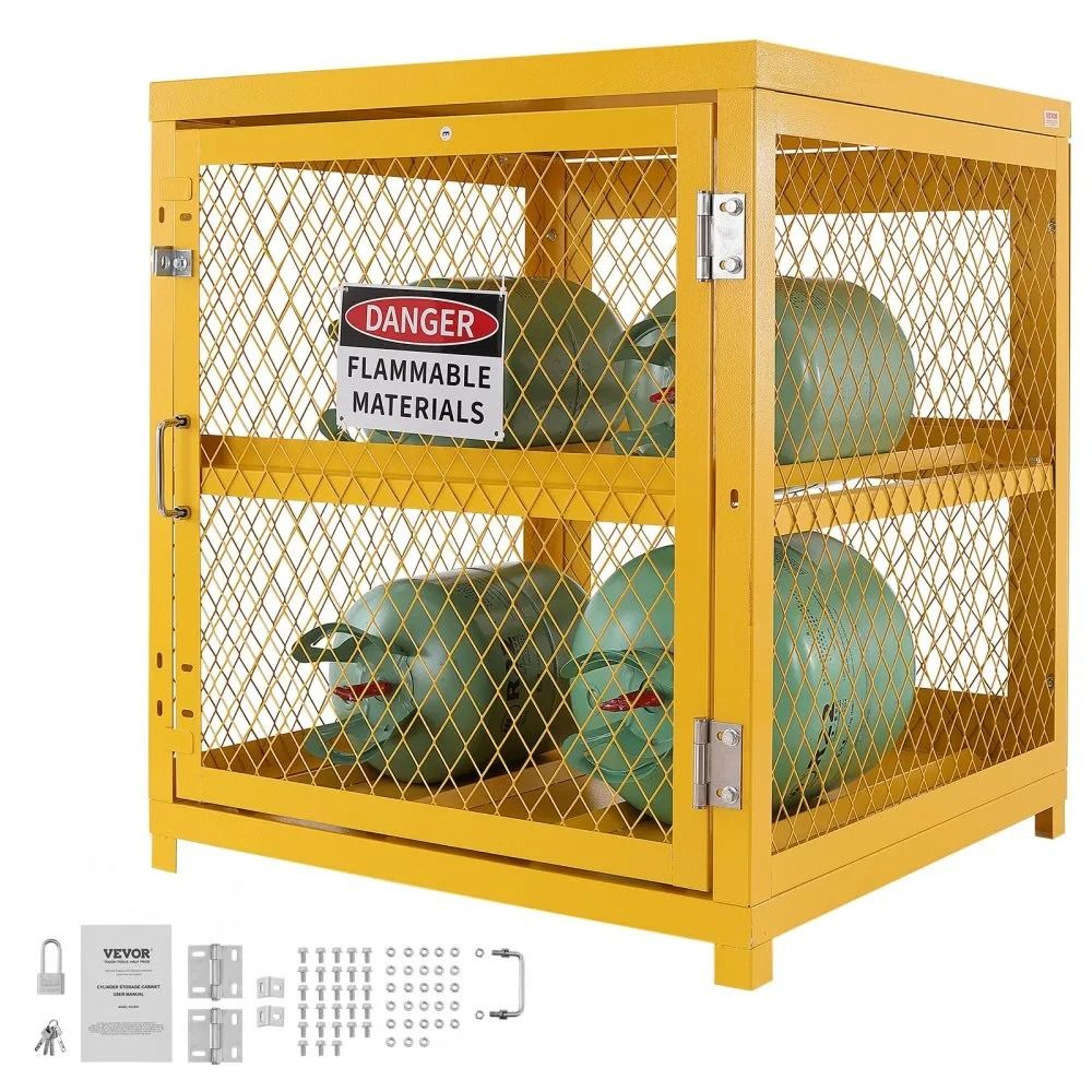 heavy duty horizontal cylinder storage cabinet lockable propane storage cage for 4 gas cylinders
