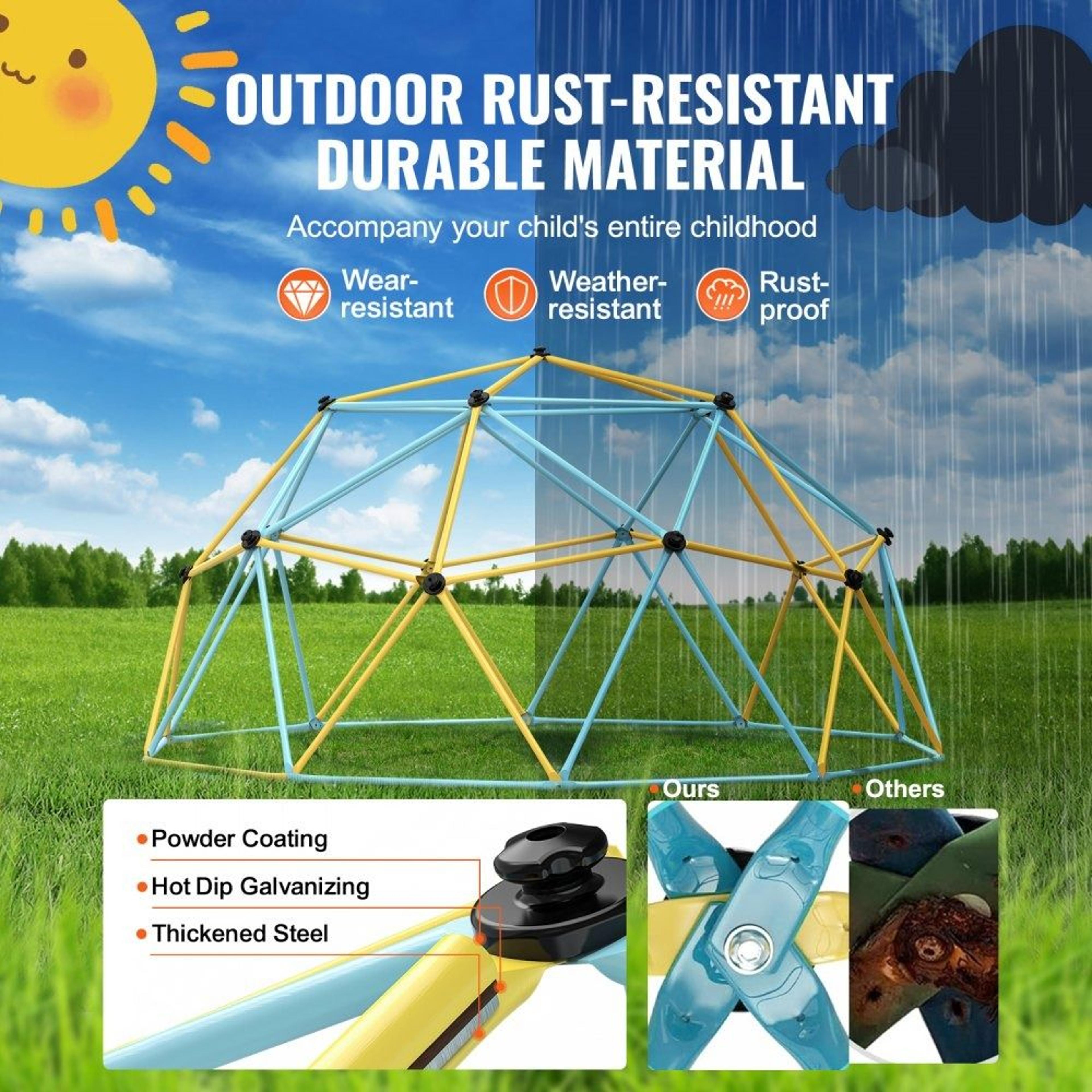 10FT Geometric Climbing Dome Outdoor Jungle Gym For Kids With Heavy Duty Steel Frame 3