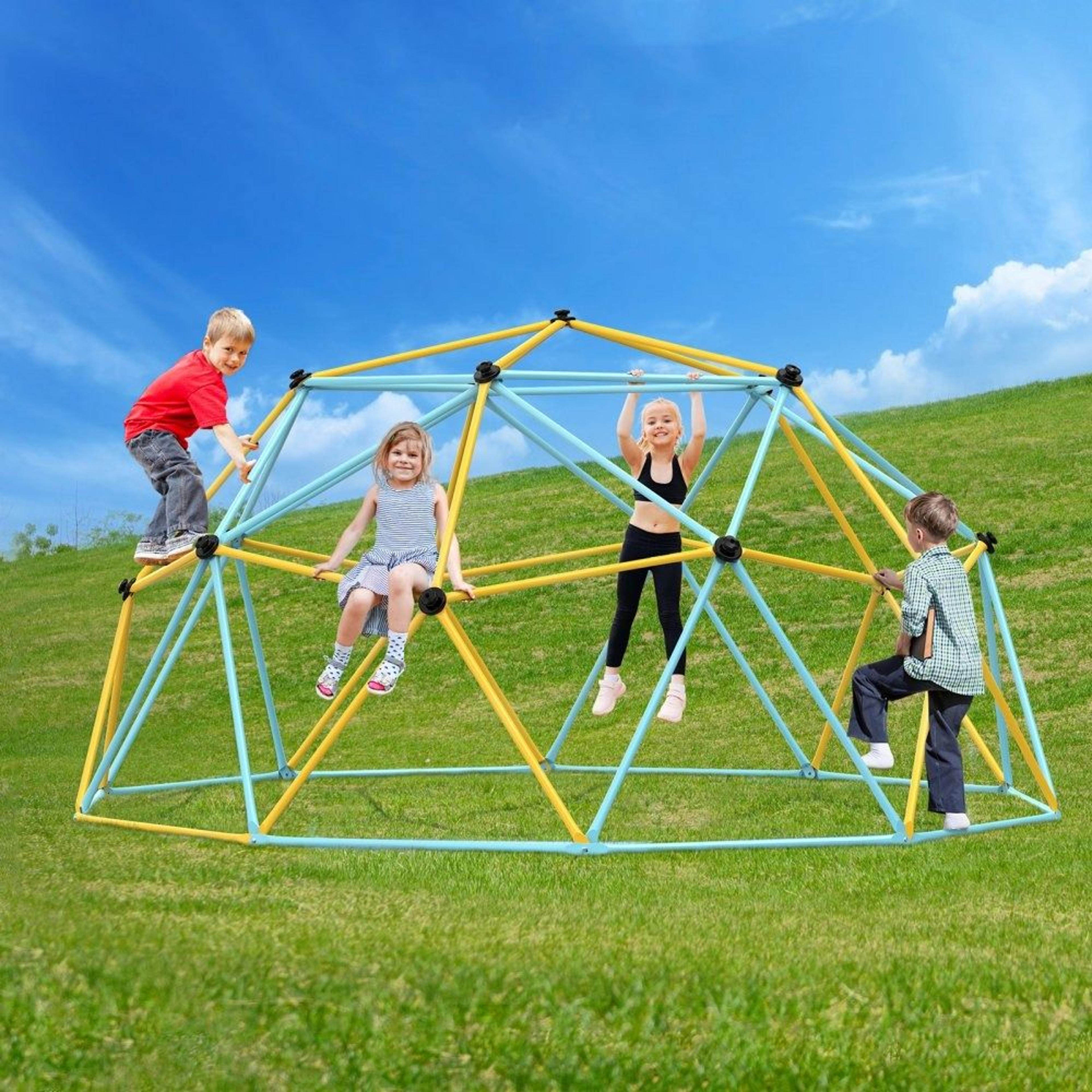 10FT Geometric Climbing Dome Outdoor Jungle Gym For Kids With Heavy Duty Steel Frame 6