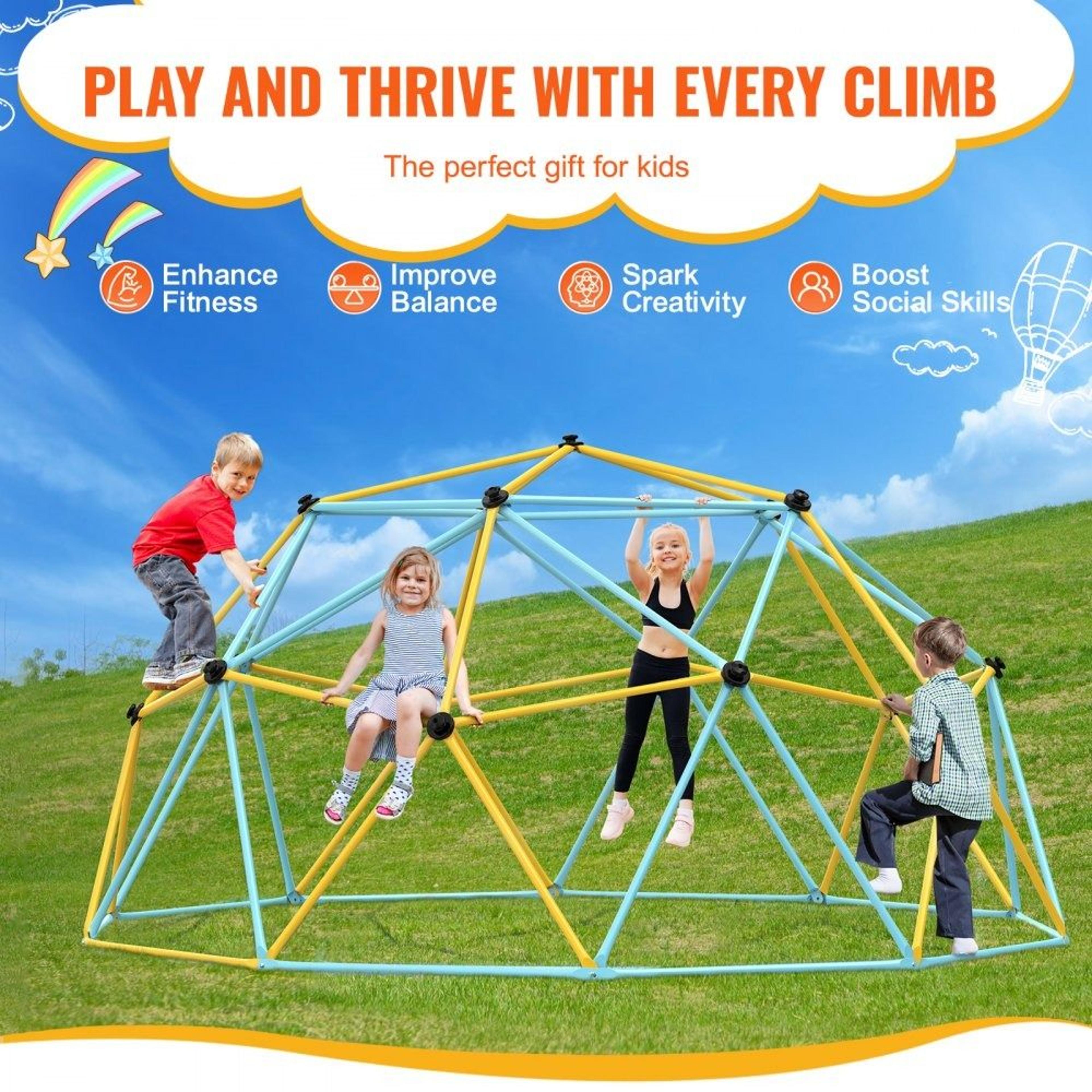 10FT Geometric Climbing Dome Outdoor Jungle Gym For Kids With Heavy Duty Steel Frame 2