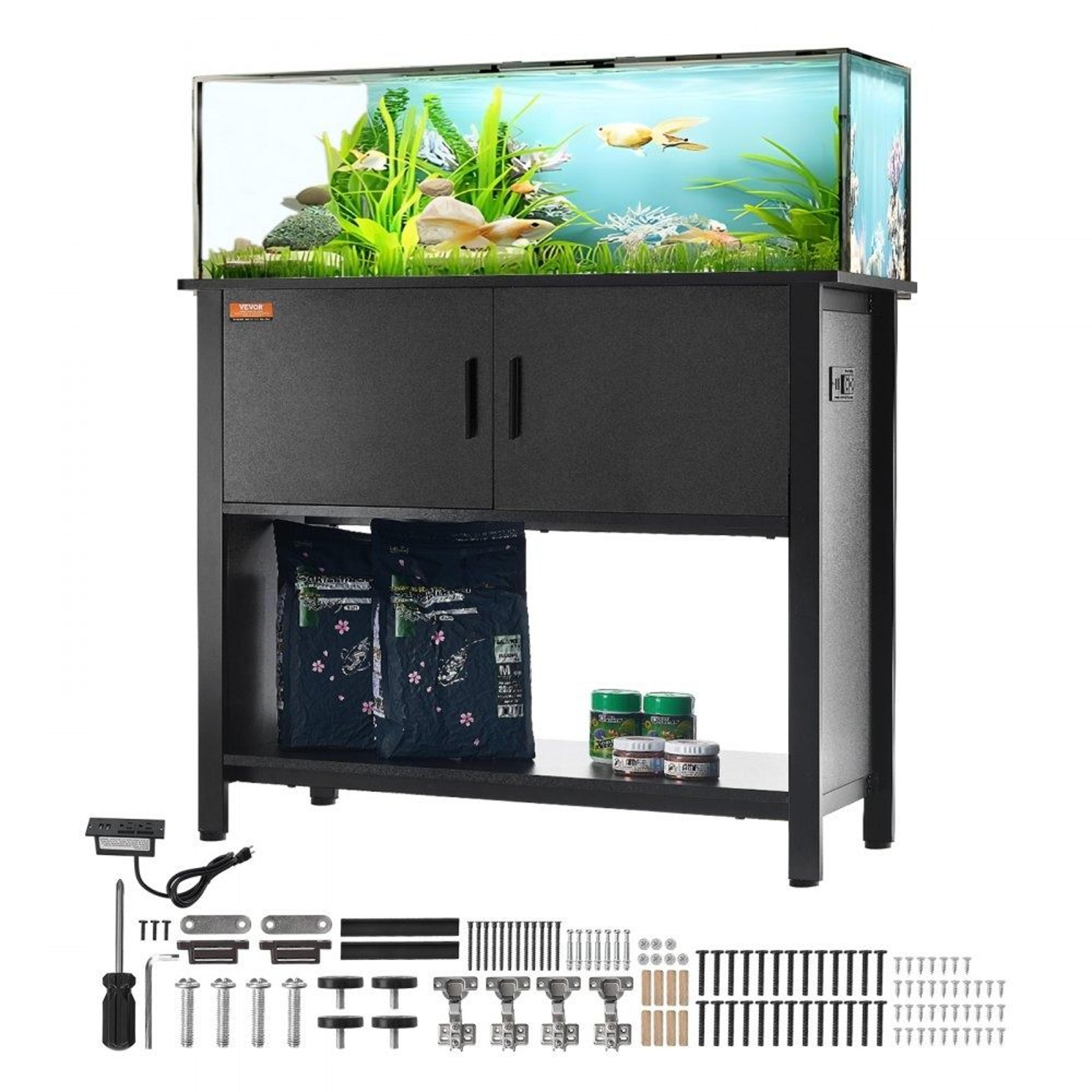 40 gallon aquarium stand with storage cabinet power outlets and heavy duty steel frame