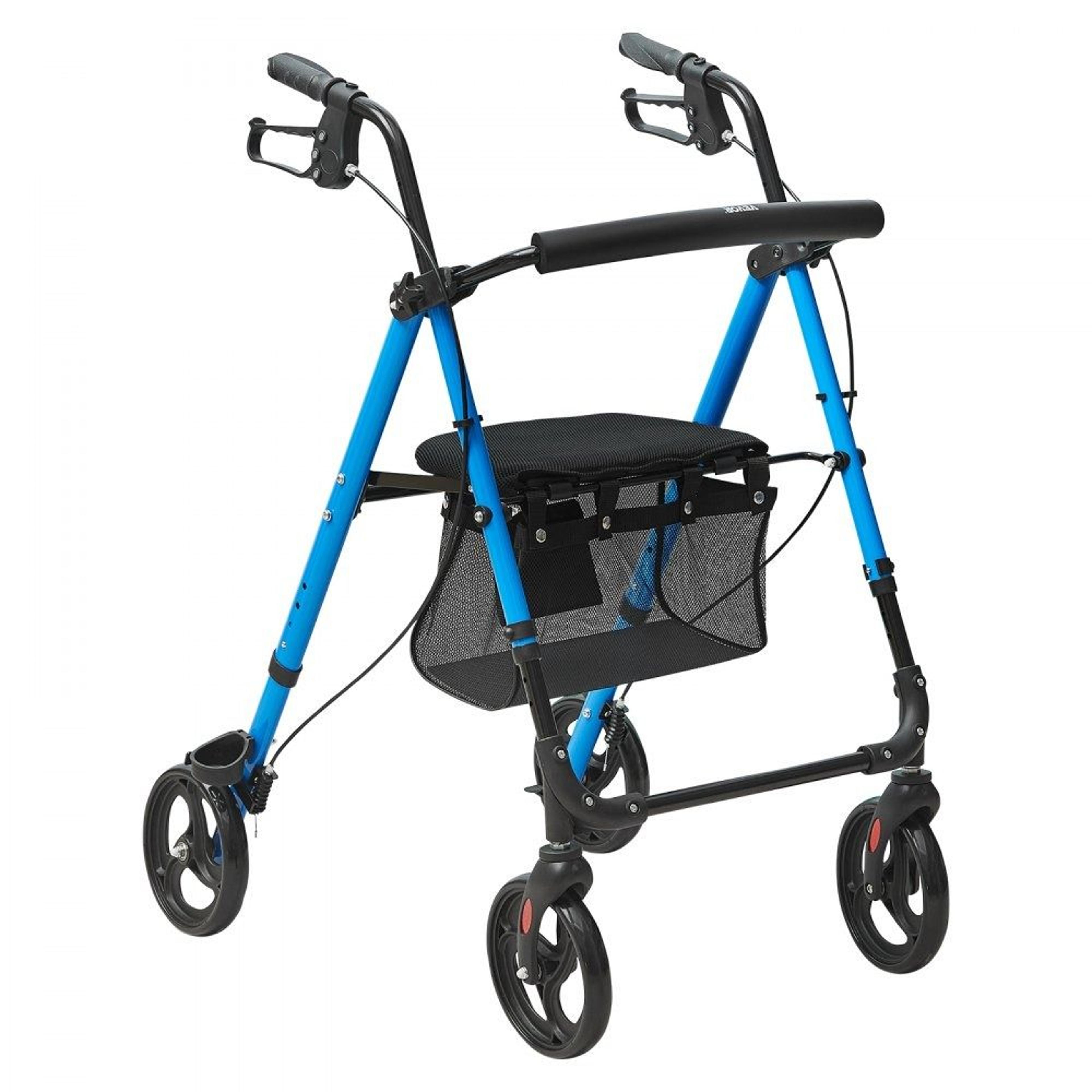 lightweight foldable rollator walker with seat and all terrain wheels for seniors and adults