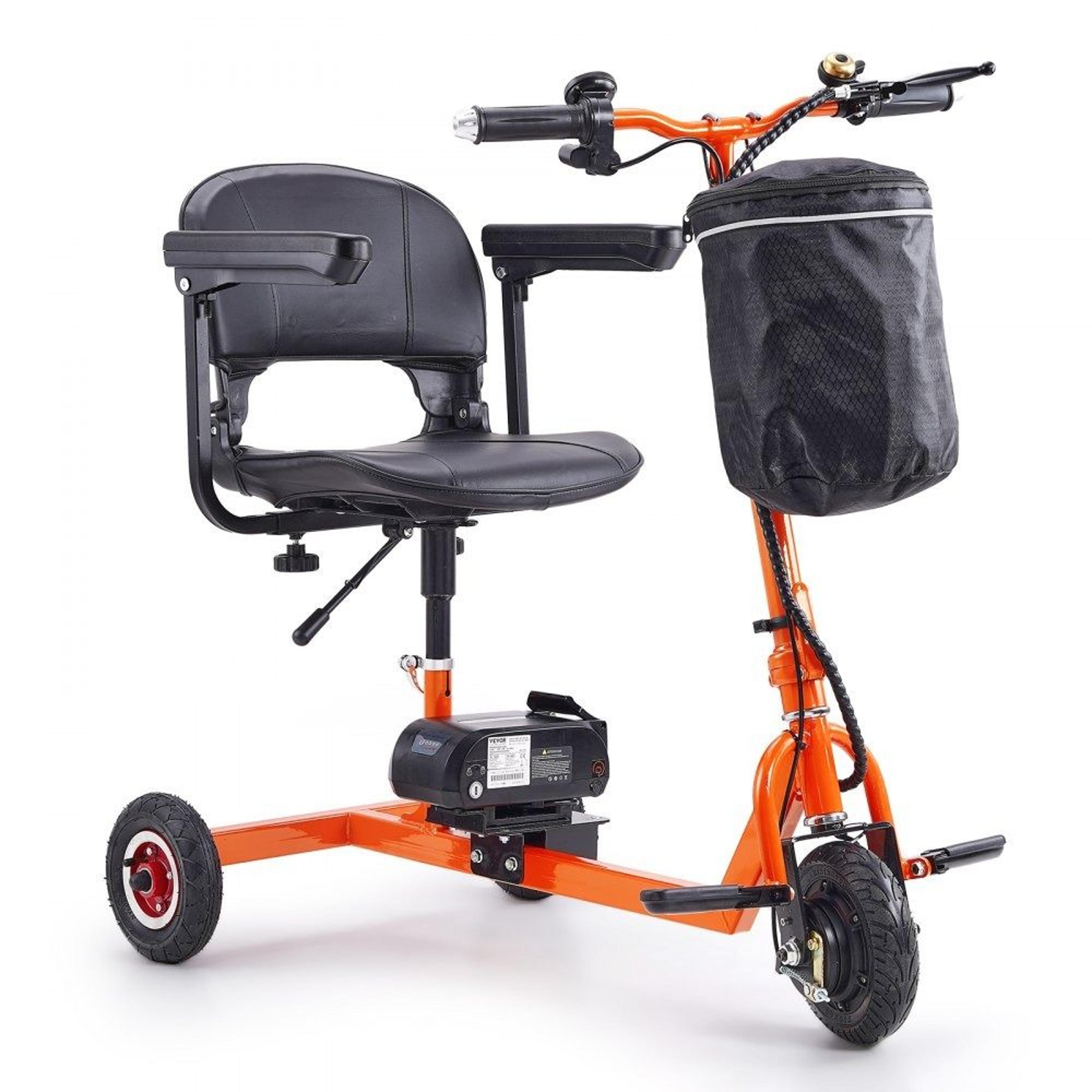foldable 3 wheel mobility scooter for seniors with 12 mile range and 330 lb capacity