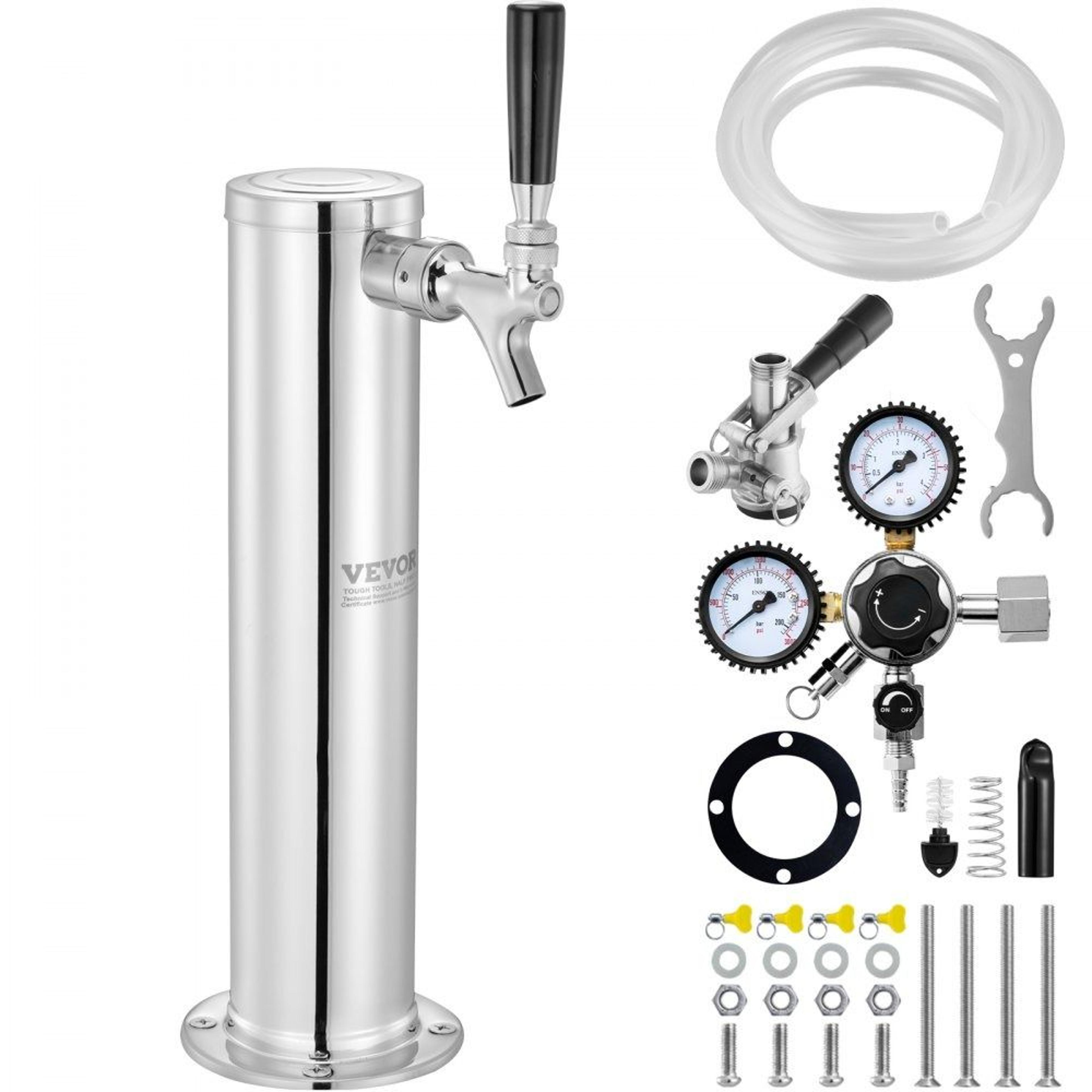 stainless steel kegerator conversion kit with single tap beer tower