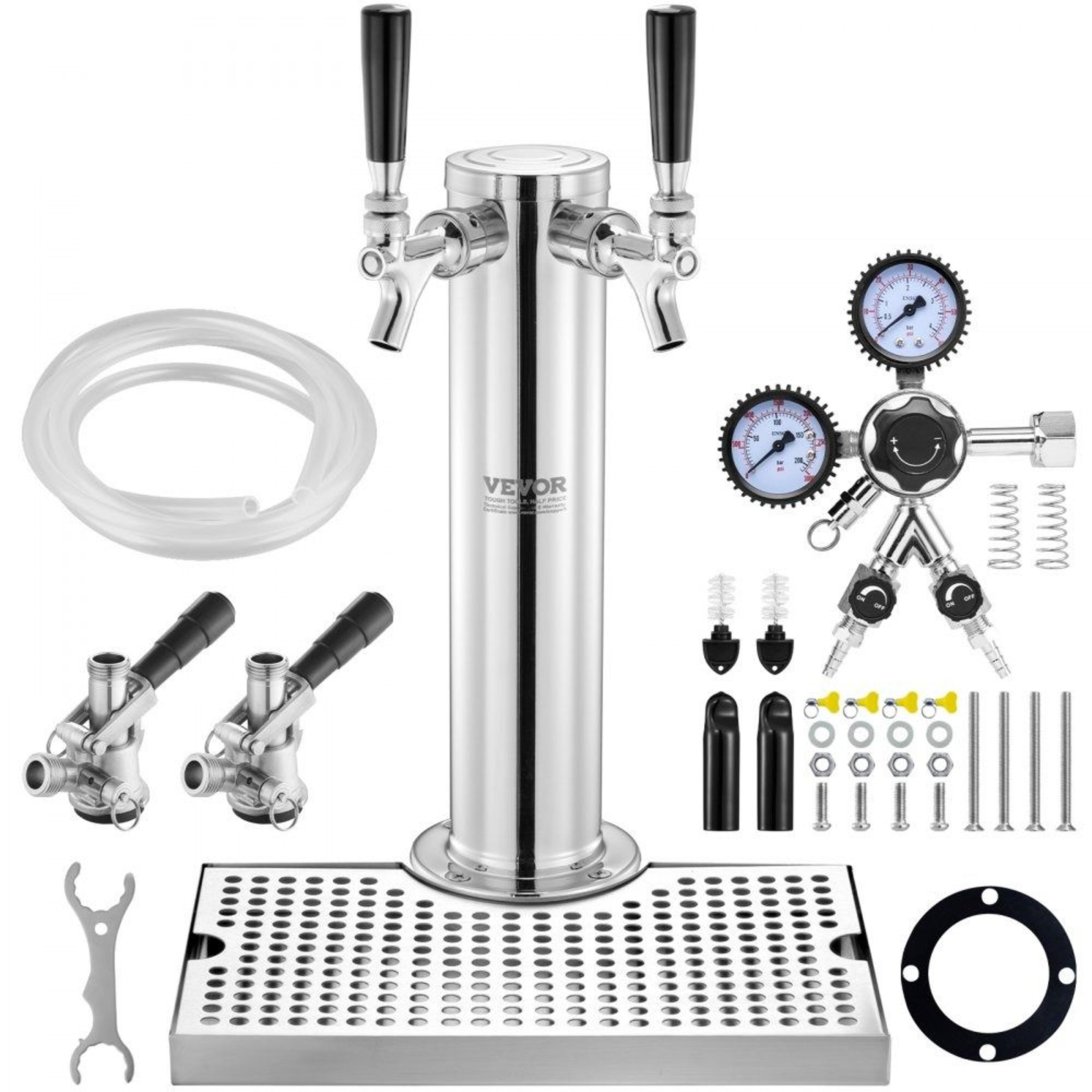 dual tap kegerator conversion kit stainless steel draft beer tower dispenser