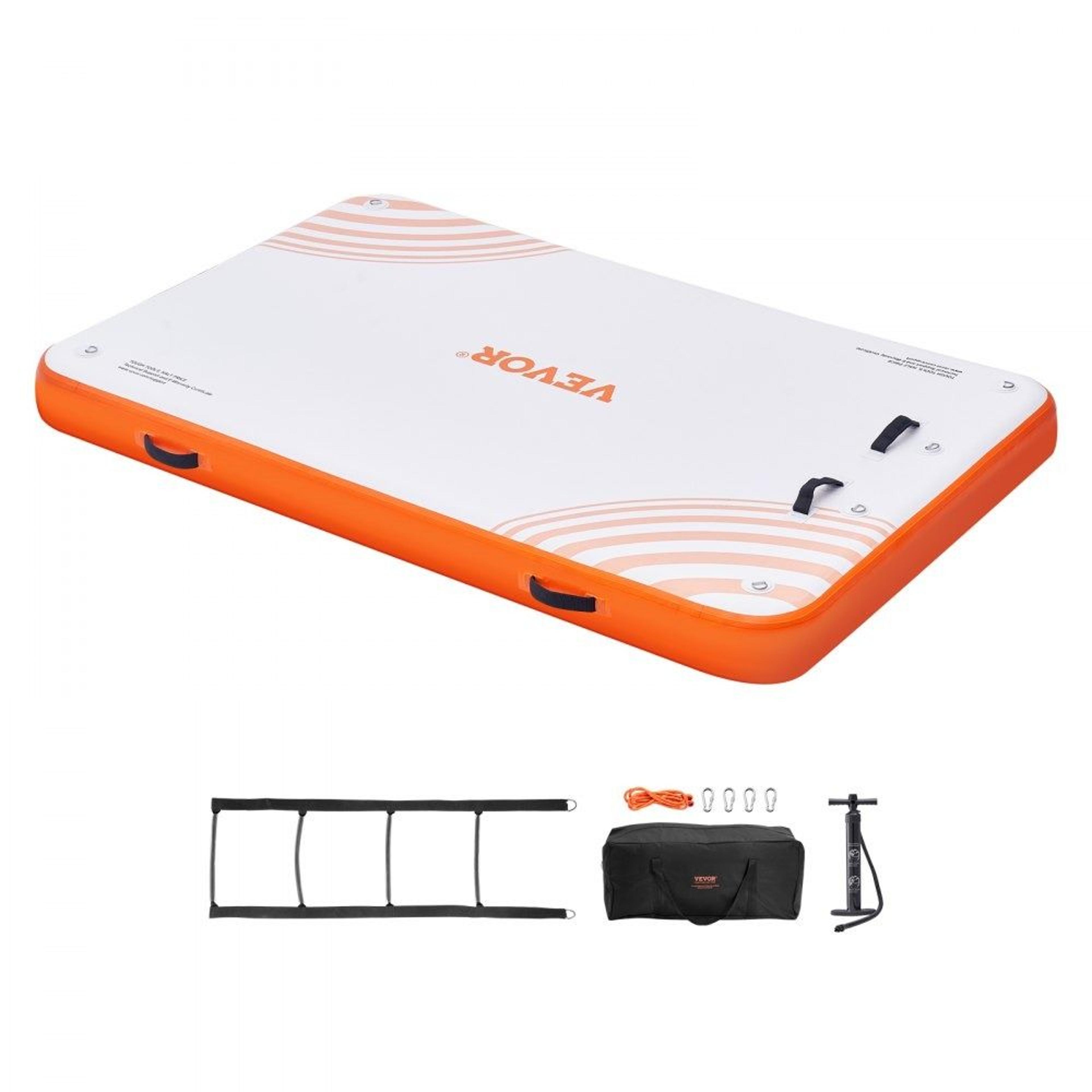 8 x 5 ft inflatable floating dock non slip water platform with detachable ladder