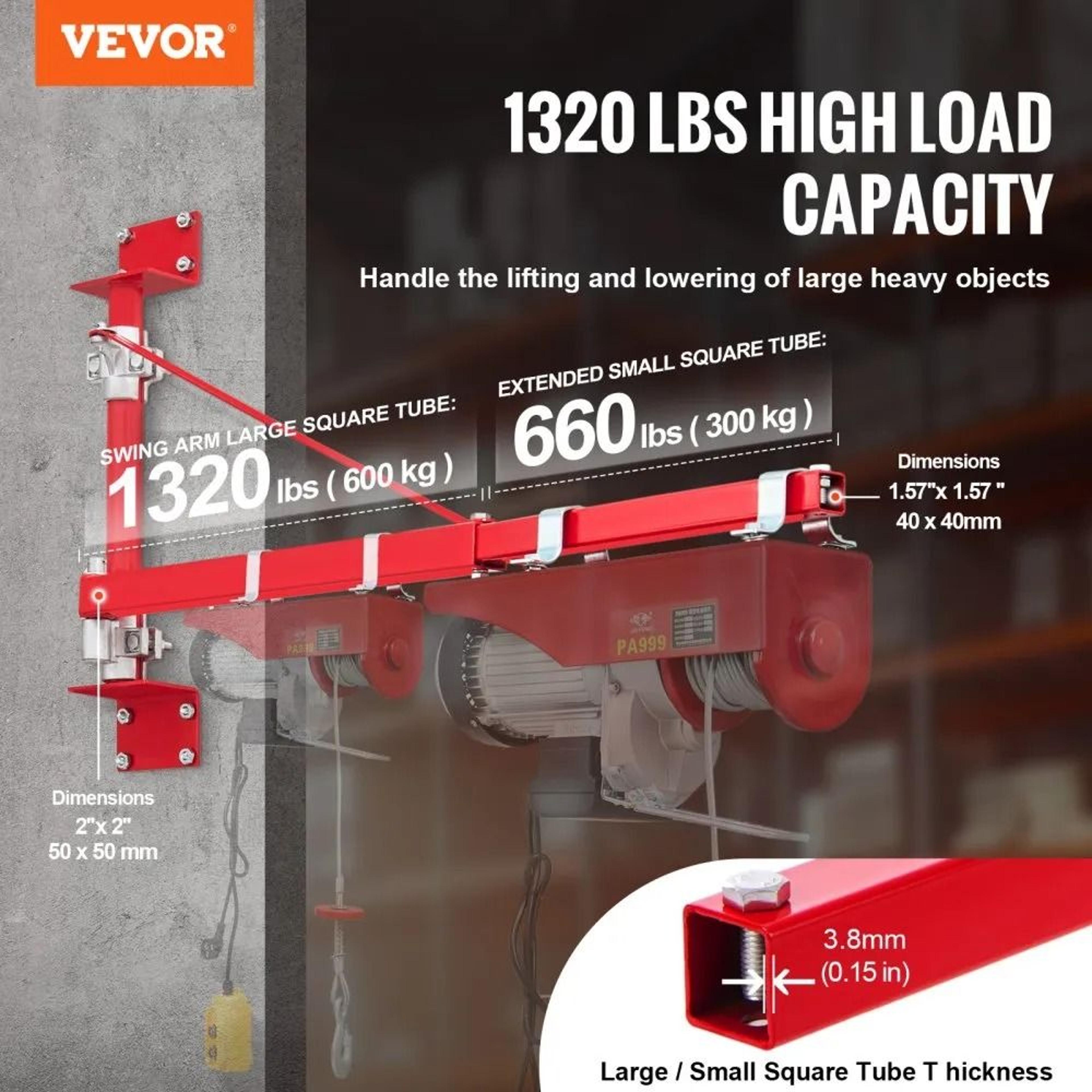 Heavy Duty Electric Hoist Support Arm With 180 Degree Swivel Steel Lifting Frame 2
