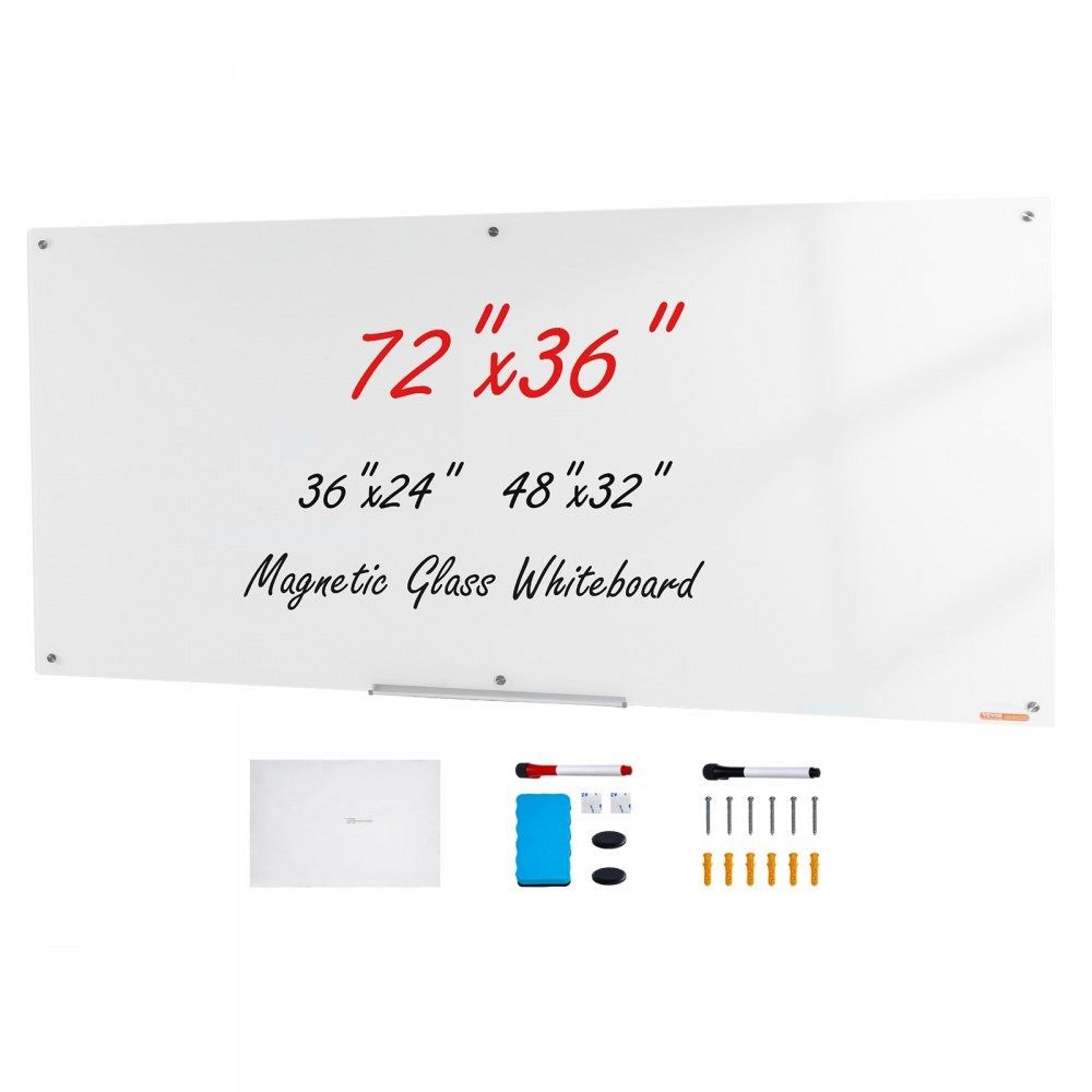 72 x 36 magnetic glass whiteboard frameless wall mounted dry erase board