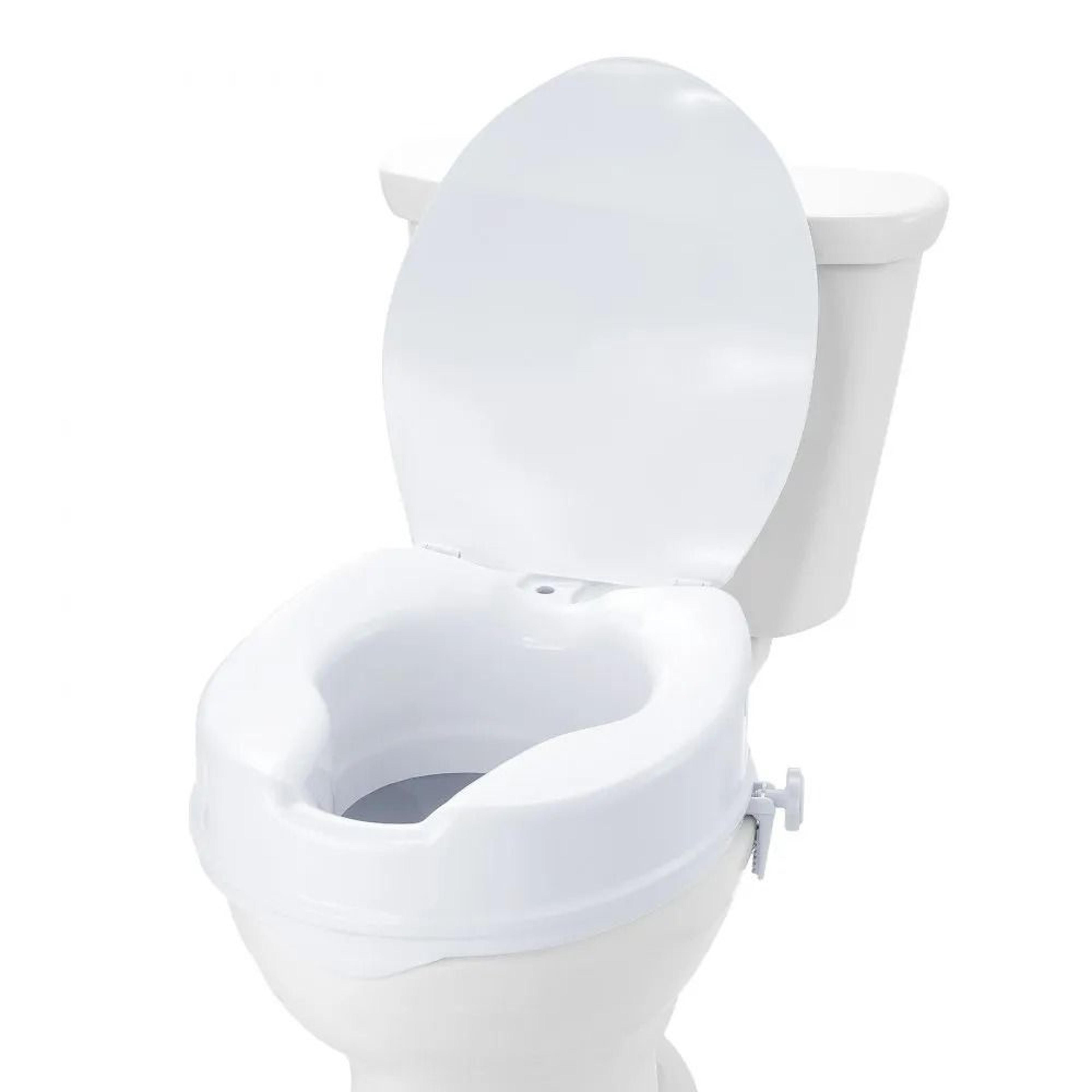 4 inch raised toilet seat riser with universal locking fit for elderly and recovery
