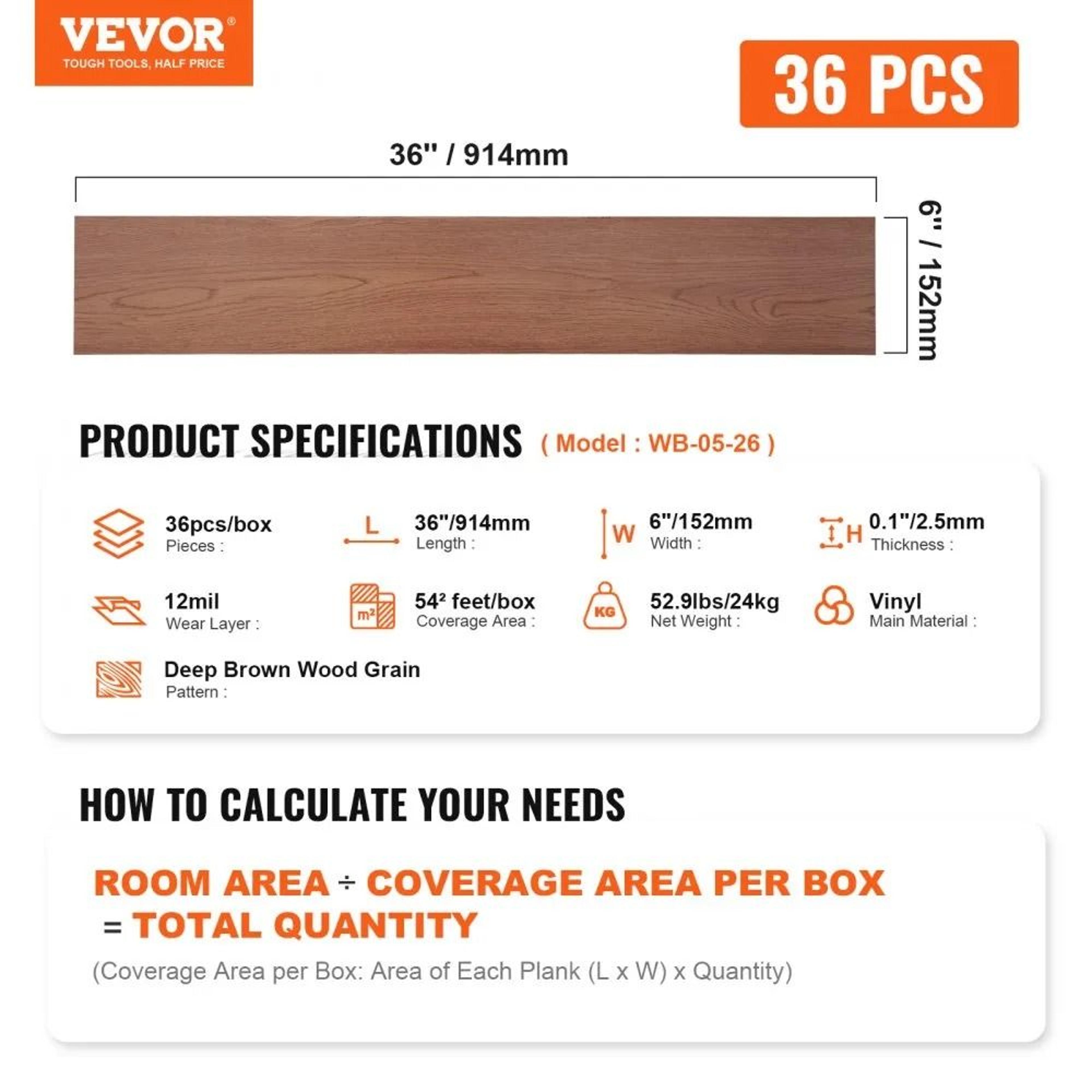 Peel And Stick Vinyl Flooring Waterproof Deep Brown Wood Grain Floor Tiles 36 Pack 6