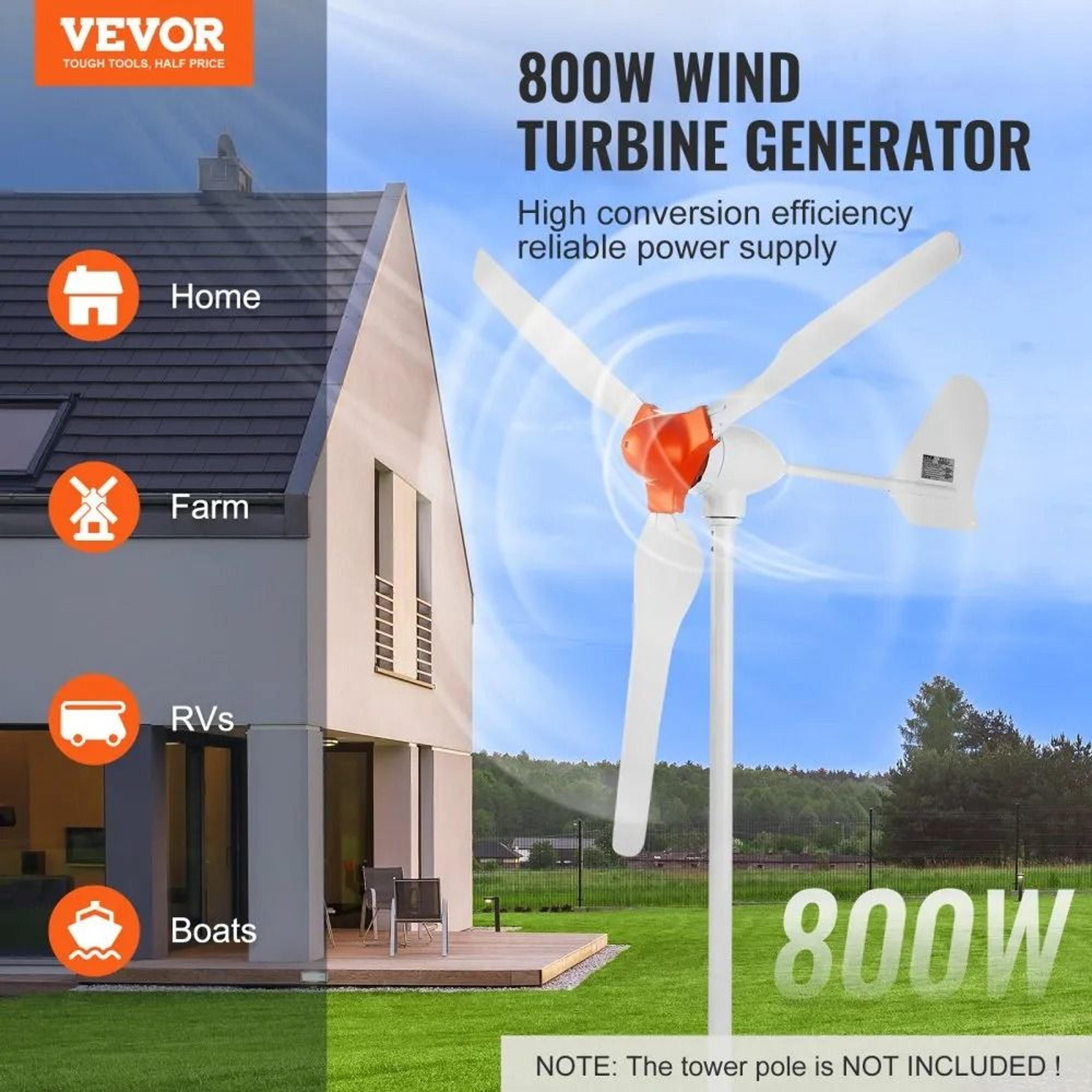 800W Wind Turbine Generator 12V Wind Power Kit With MPPT Controller 1
