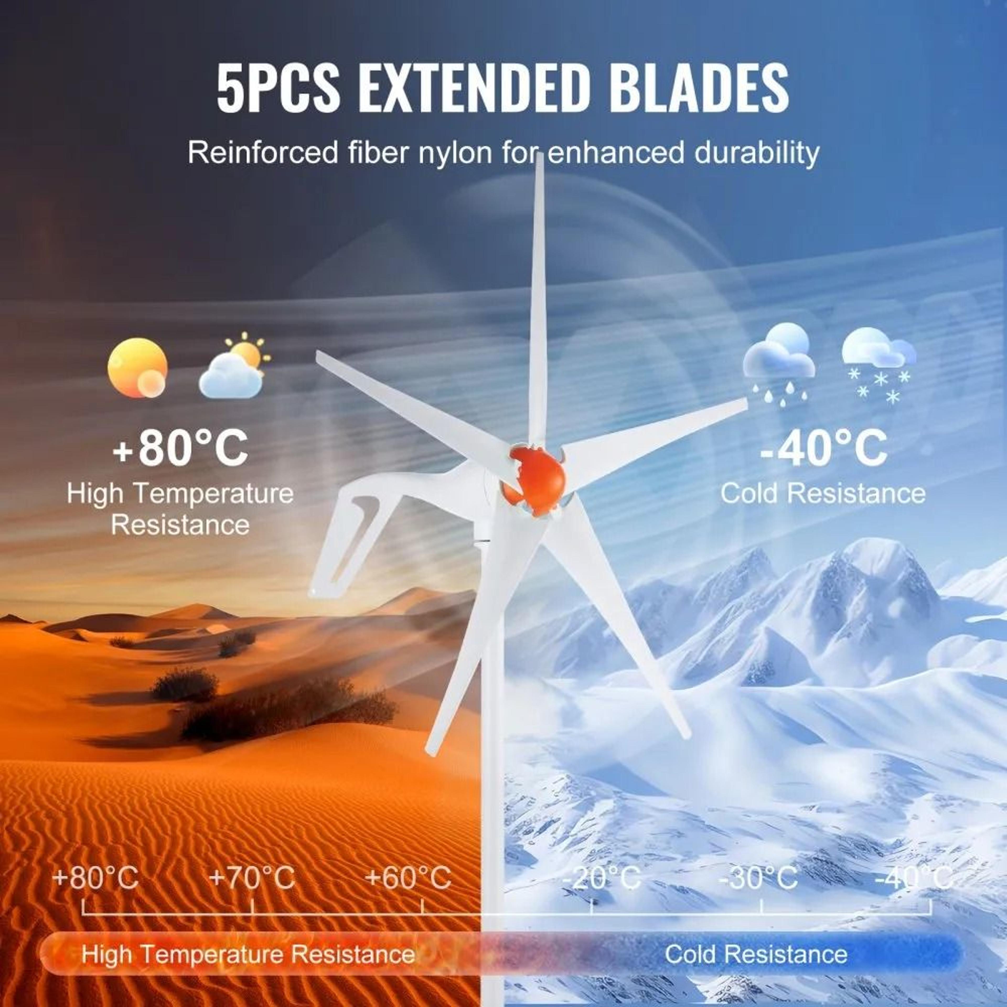 500W Wind Turbine Generator 12V 5 Blade Wind Power Kit With MPPT Controller 4