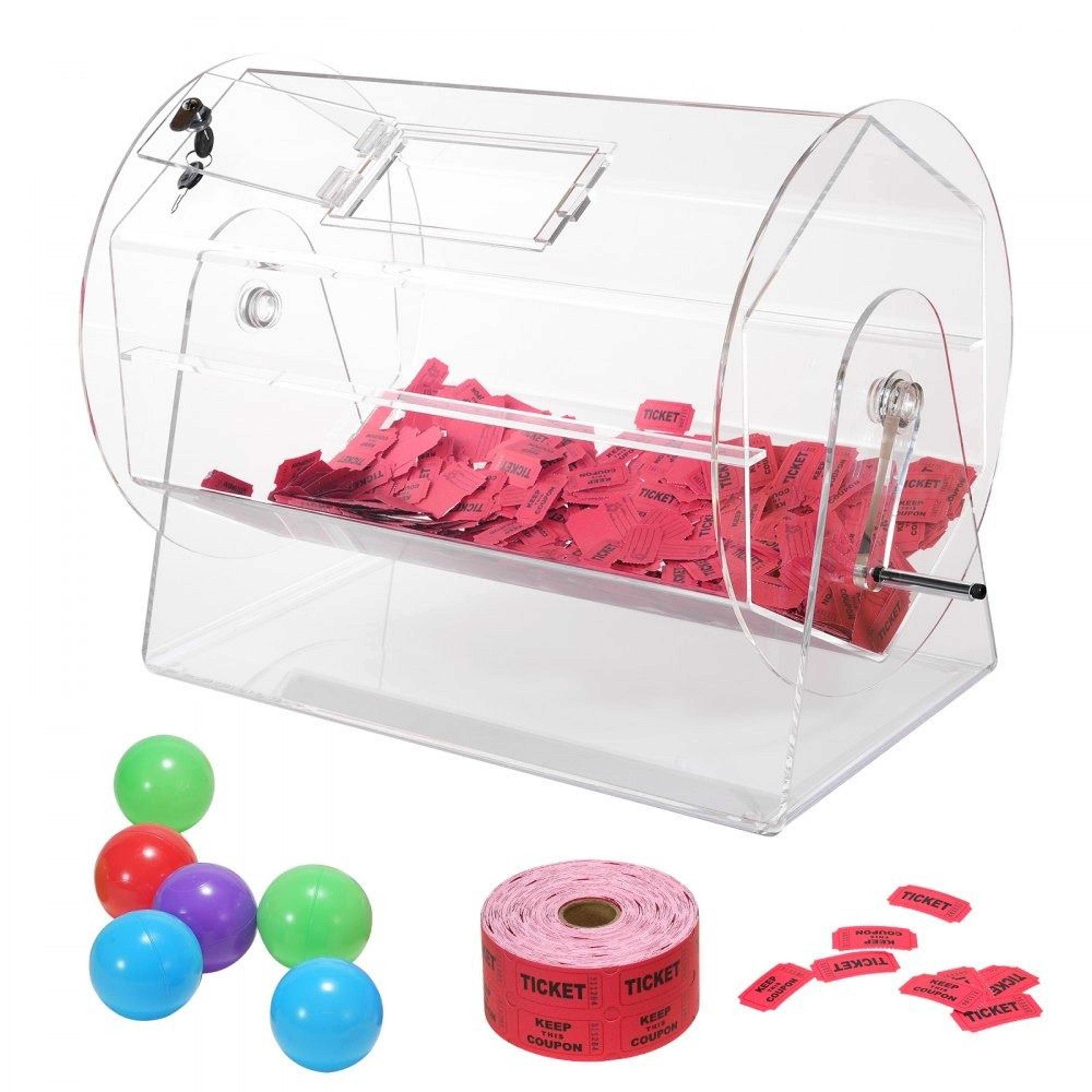 acrylic raffle drum with lockable ticket spinning cage for fair drawings