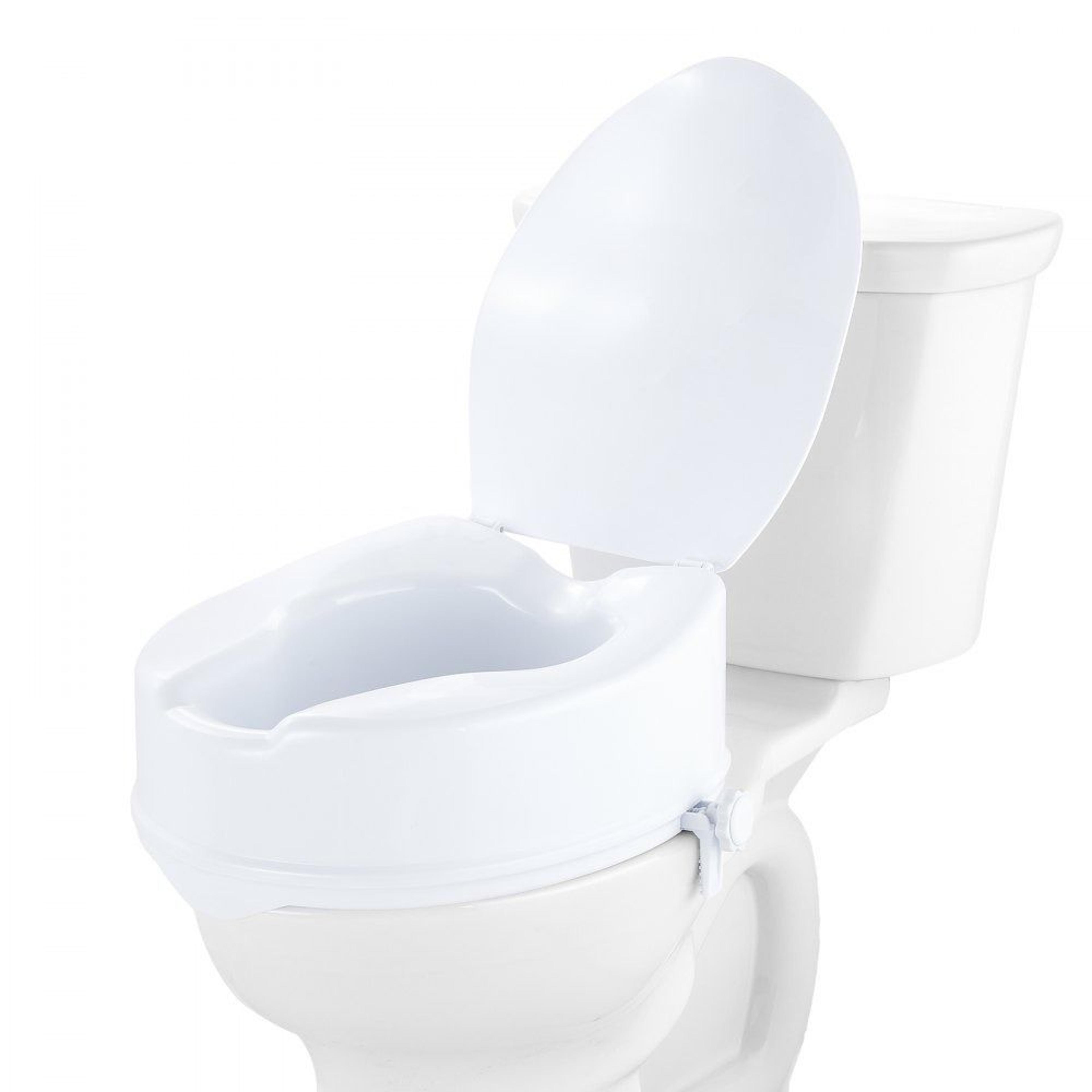 6 inch raised toilet seat riser for seniors with 300 lb support and secure dual lock