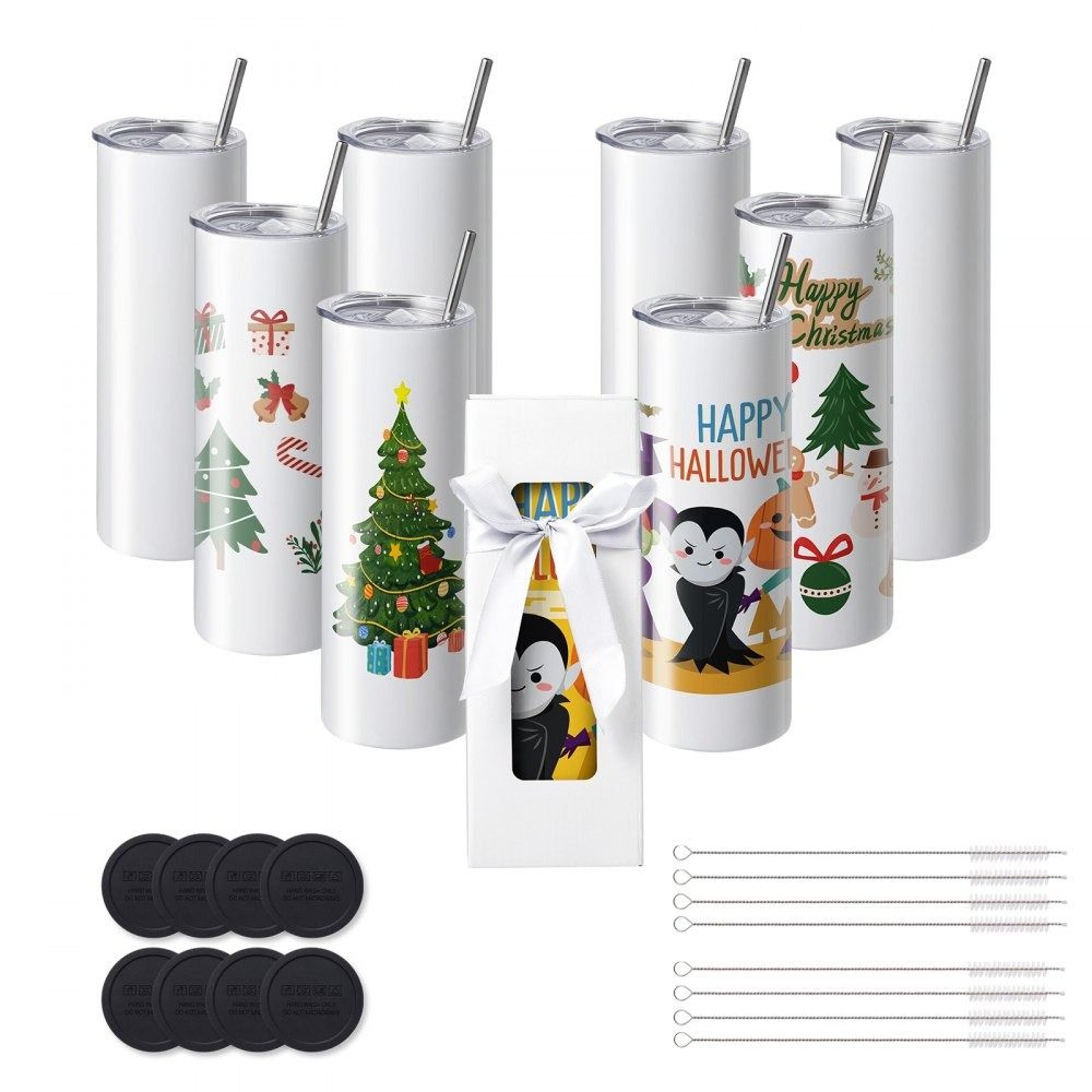 20 oz skinny straight sublimation tumblers 8 pack stainless steel blank cups for heat transfer