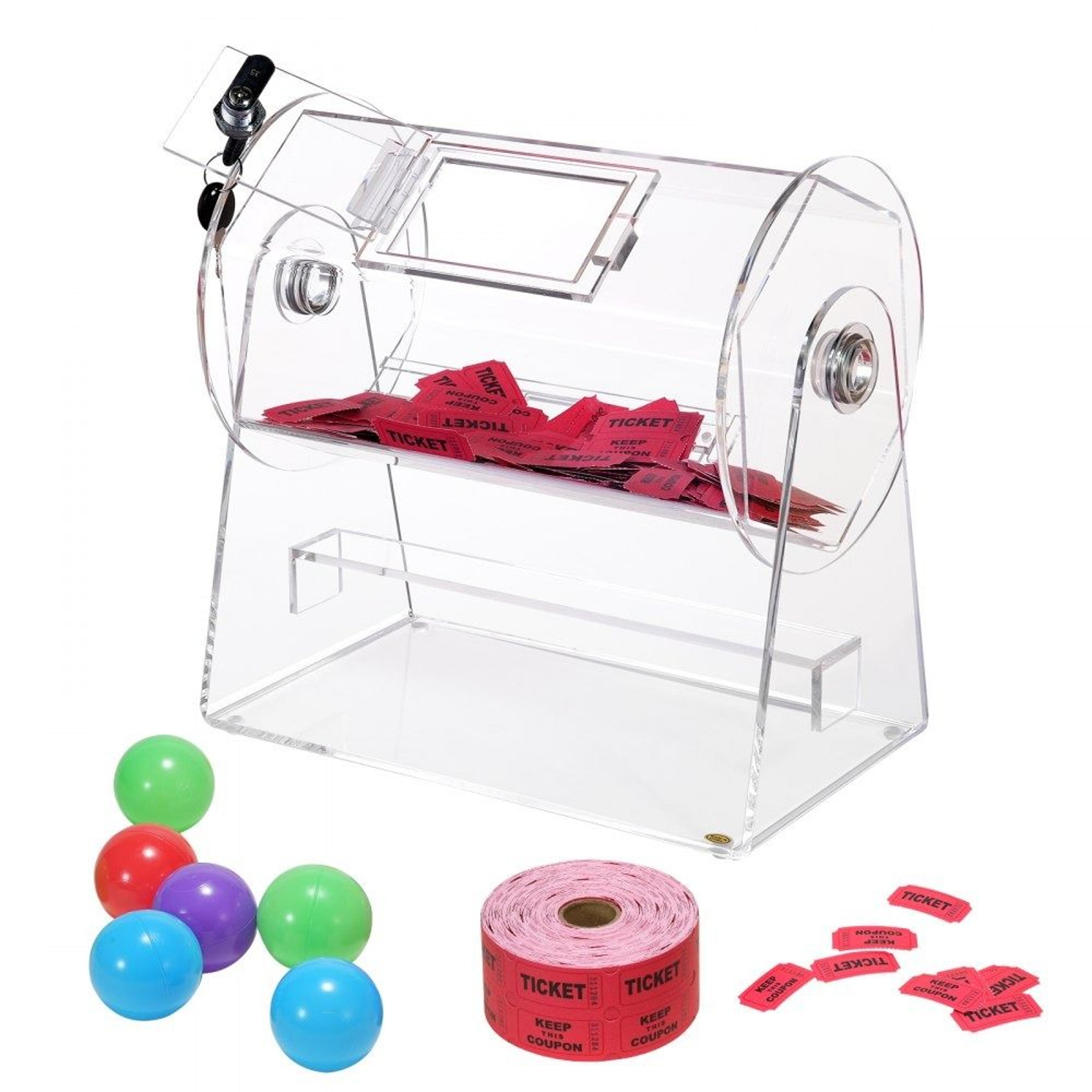 acrylic raffle drum with lockable raffle ticket spinner for fair prize drawings