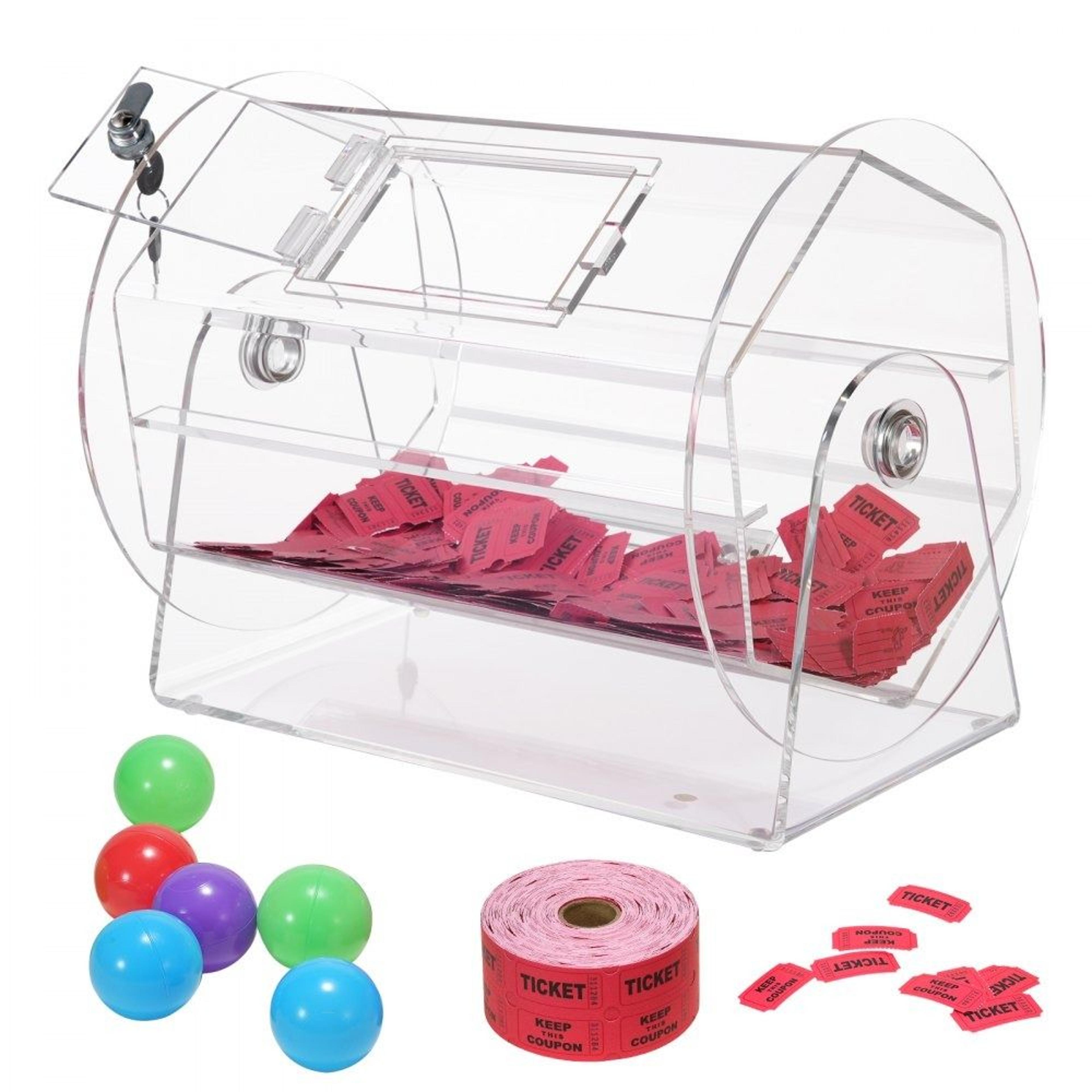 acrylic raffle drum large capacity raffle ticket spinning cage with lock