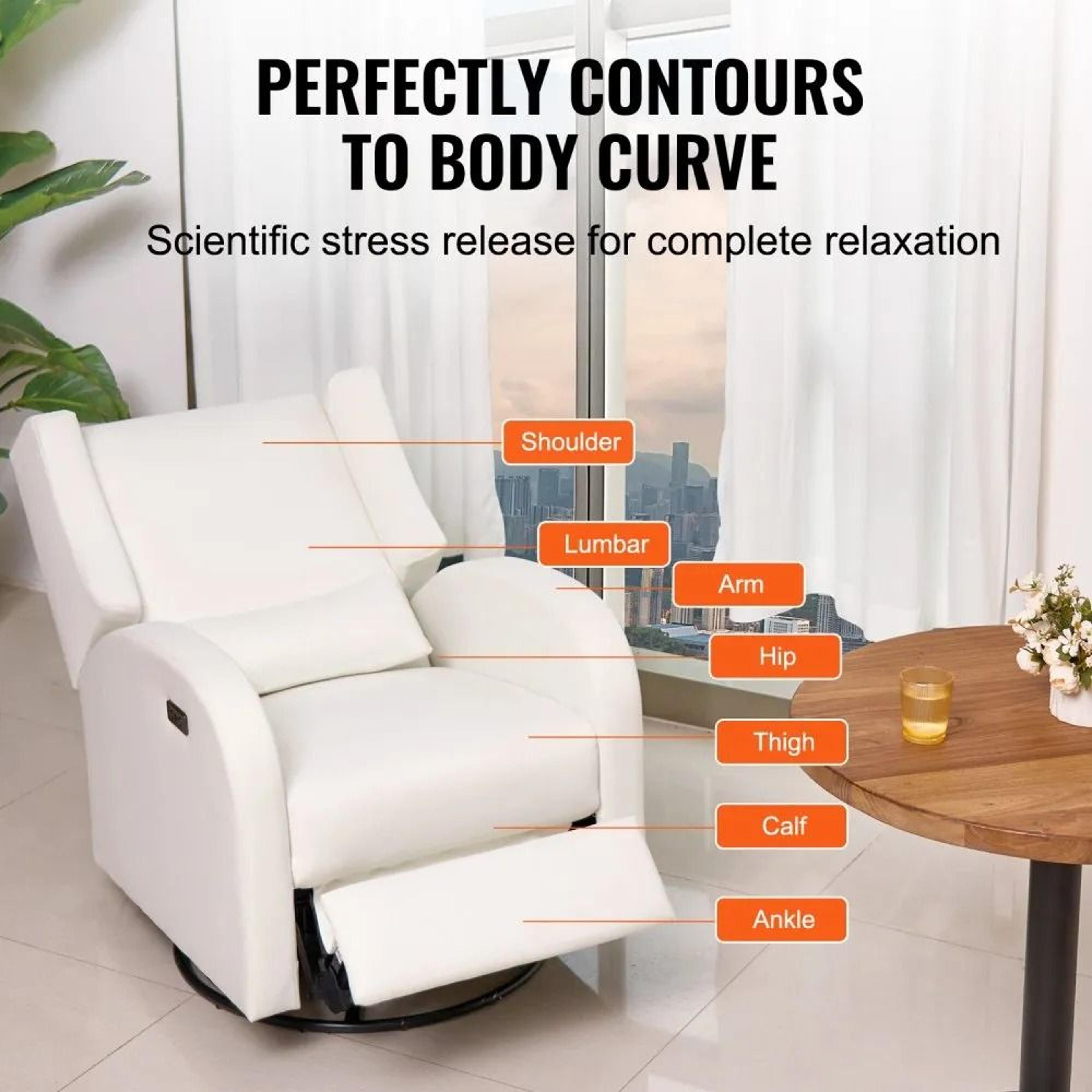 Power Swivel Glider Recliner Chair With USB Port And Adjustable Electric Recline 6