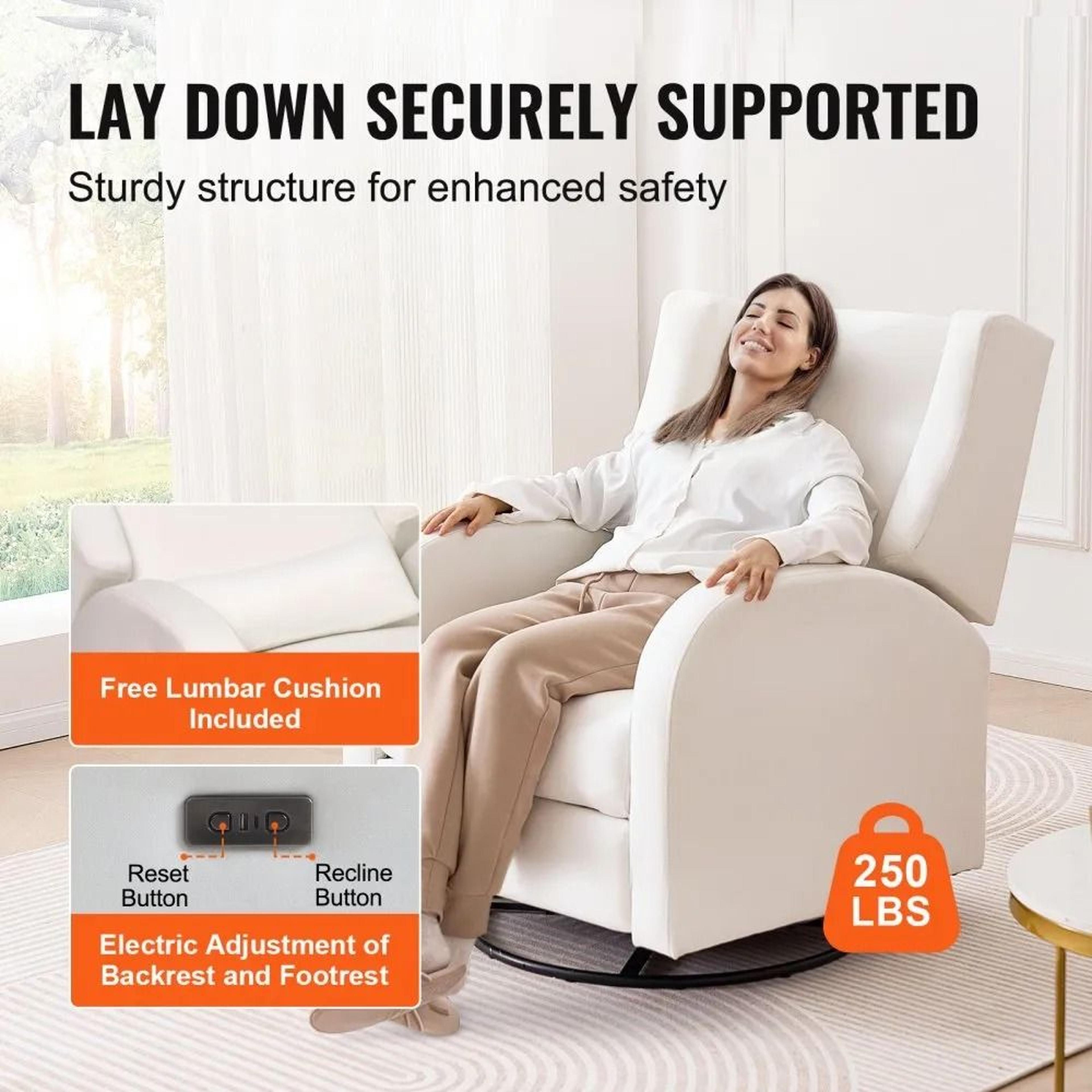 Power Swivel Glider Recliner Chair With USB Port And Adjustable Electric Recline 2