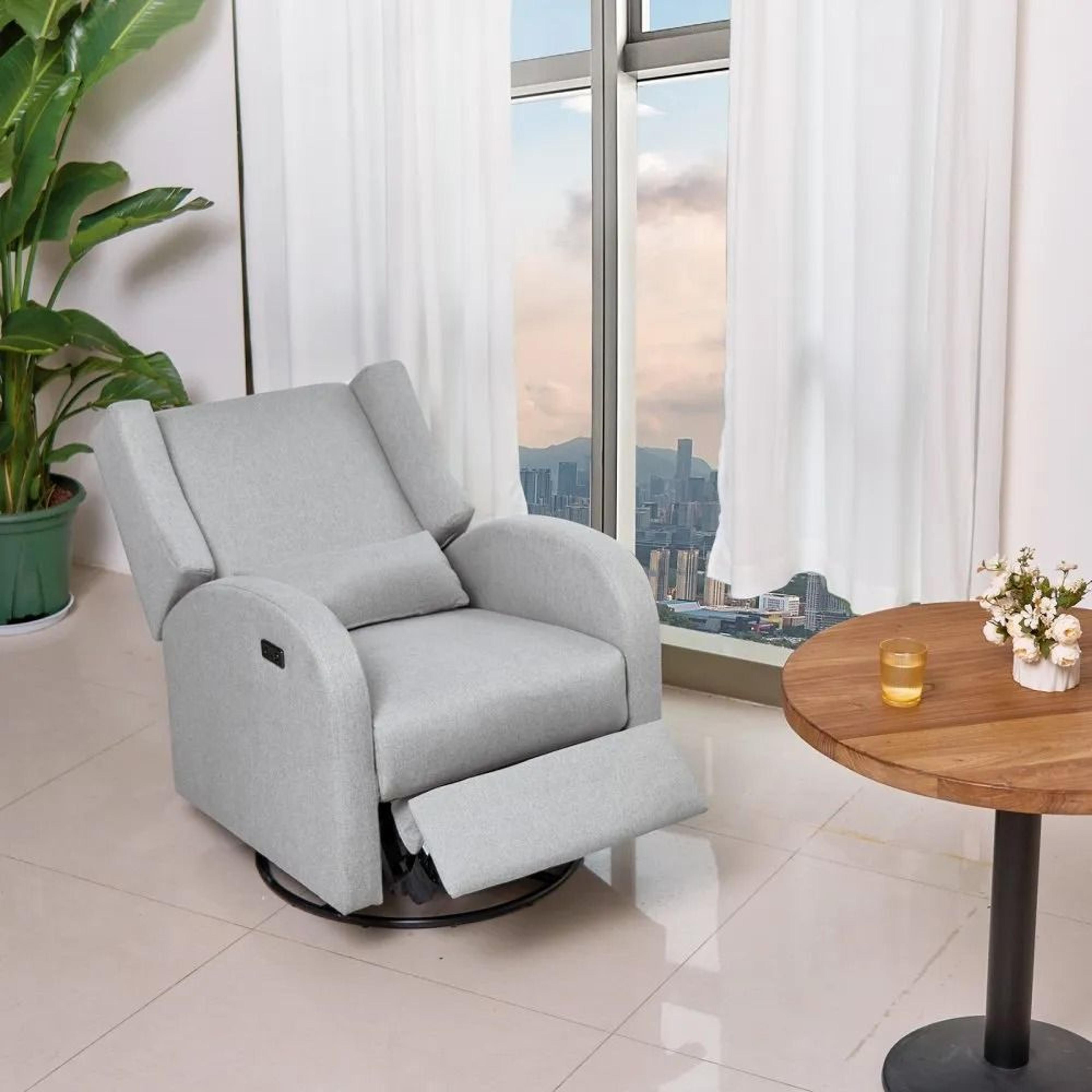 Power Swivel Glider Recliner Chair With Electric Adjustable Recline And USB Port 6