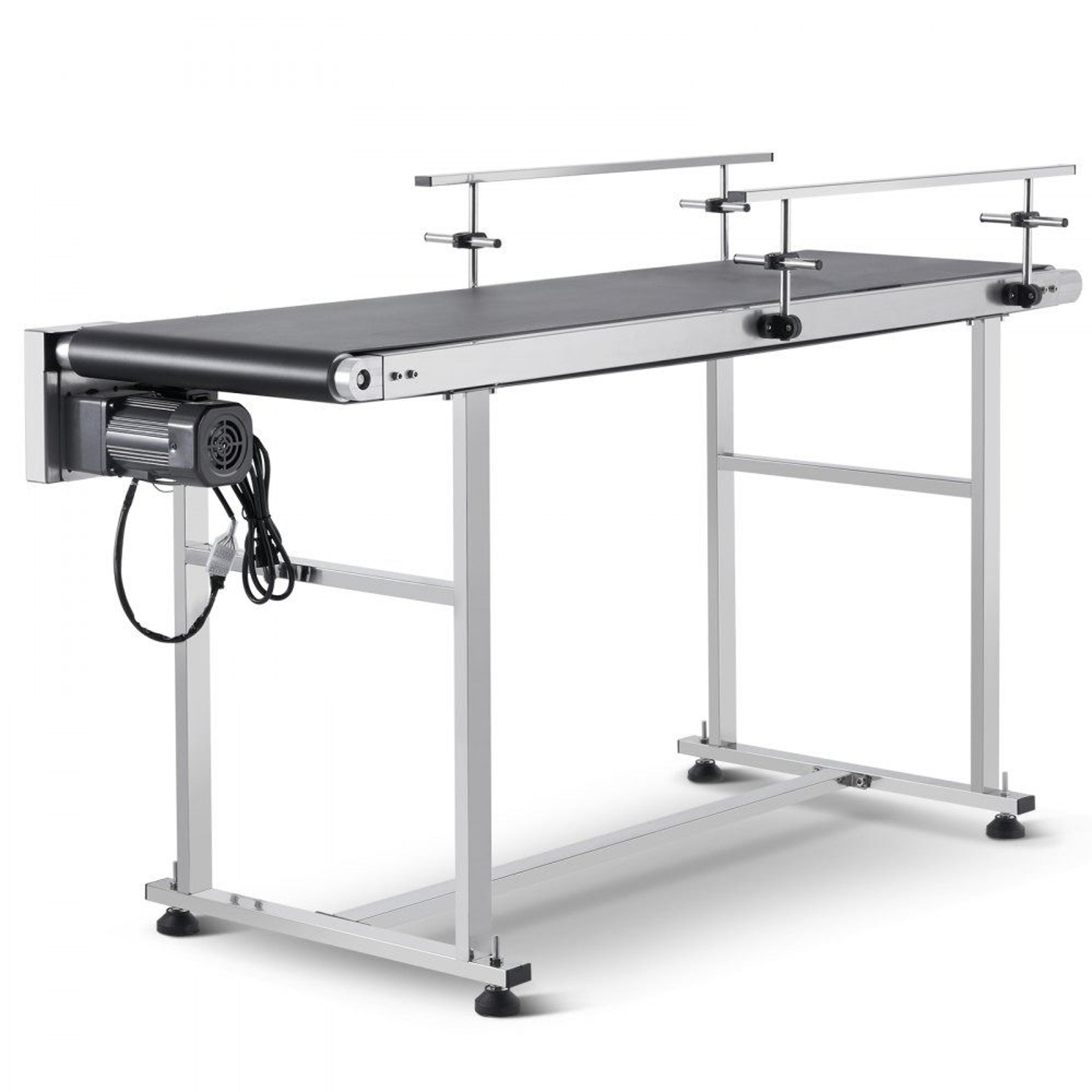 industrial motorized belt conveyor with adjustable speed anti static pvc belt and double guardrails