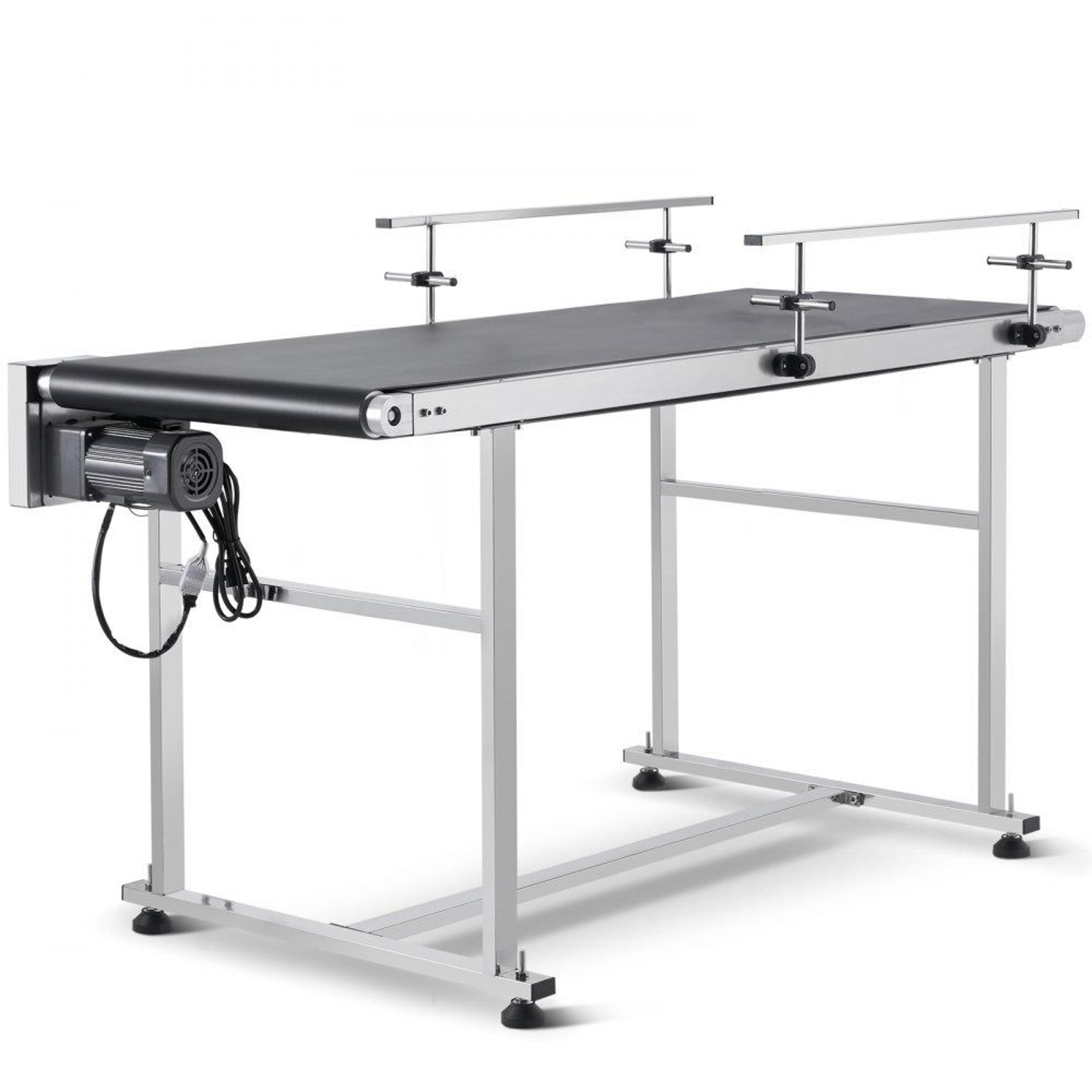 motorized belt conveyor 59 x 23.6 inch pvc conveyor belt with adjustable speed and double guardrails