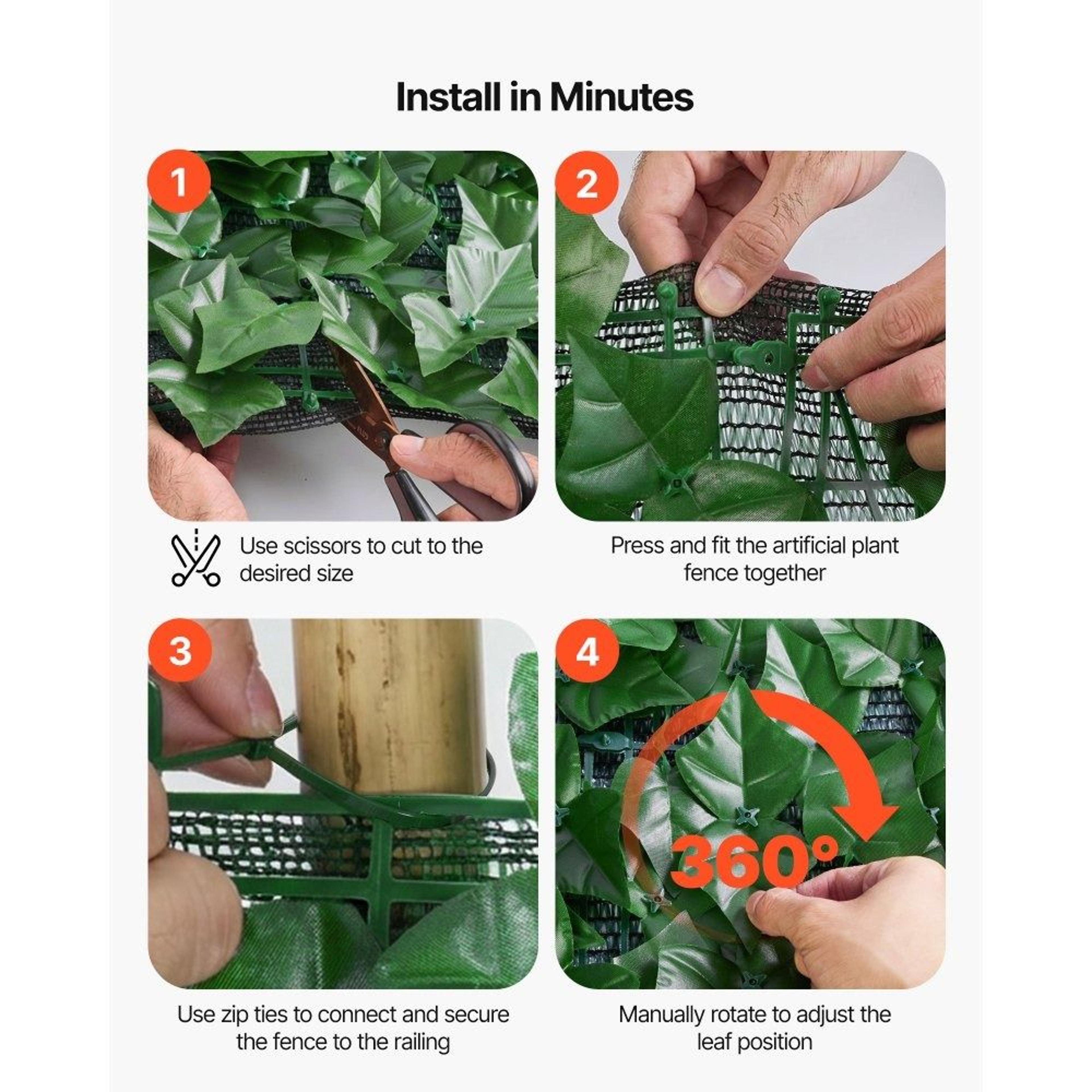 Artificial Ivy Privacy Fence Screen 96 X 72 In Outdoor Green Wall 3