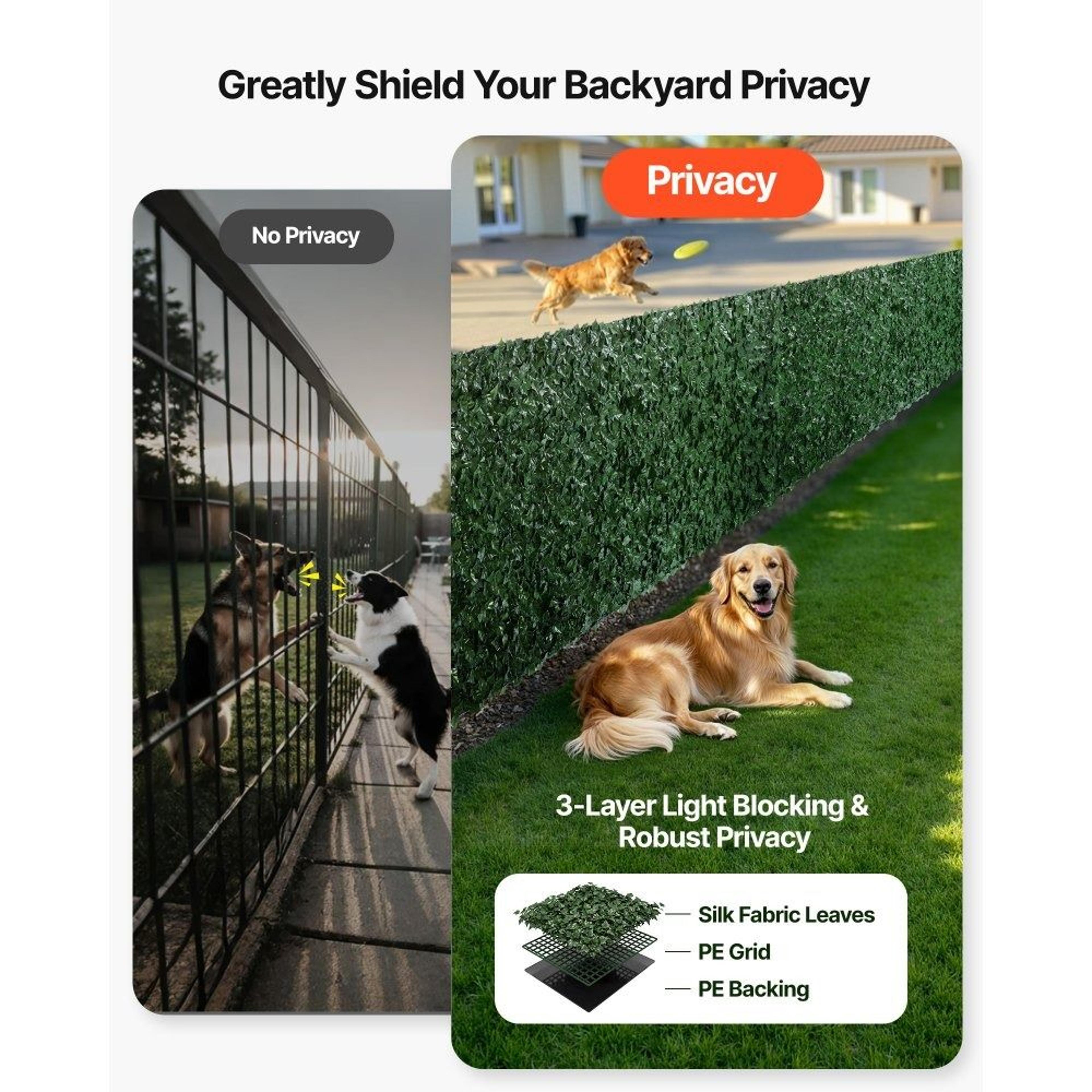 Artificial Ivy Privacy Fence Screen 96 X 72 In Outdoor Green Wall 1