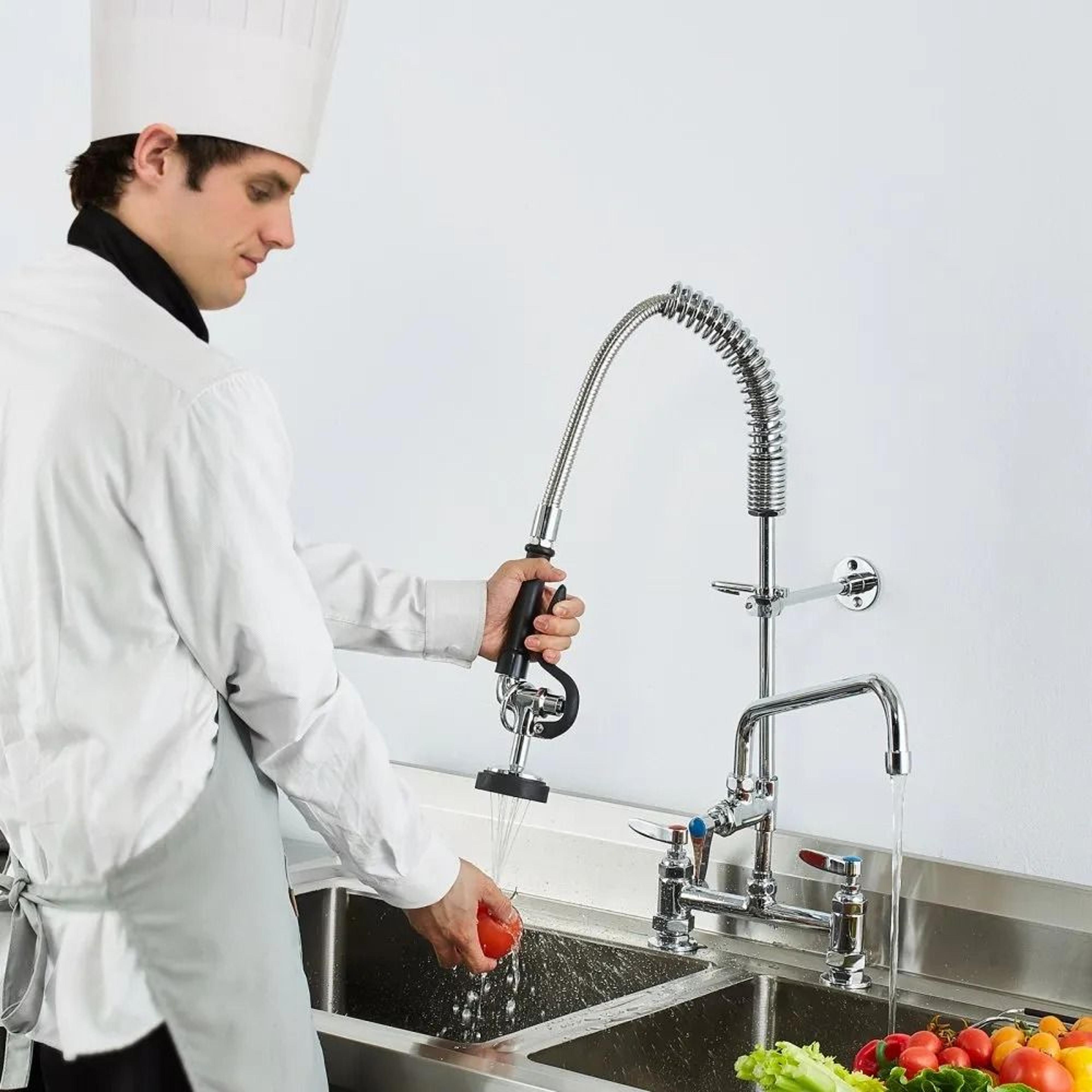 Commercial Pre Rinse Faucet With High Pressure Sprayer And Deck Mount Design 6