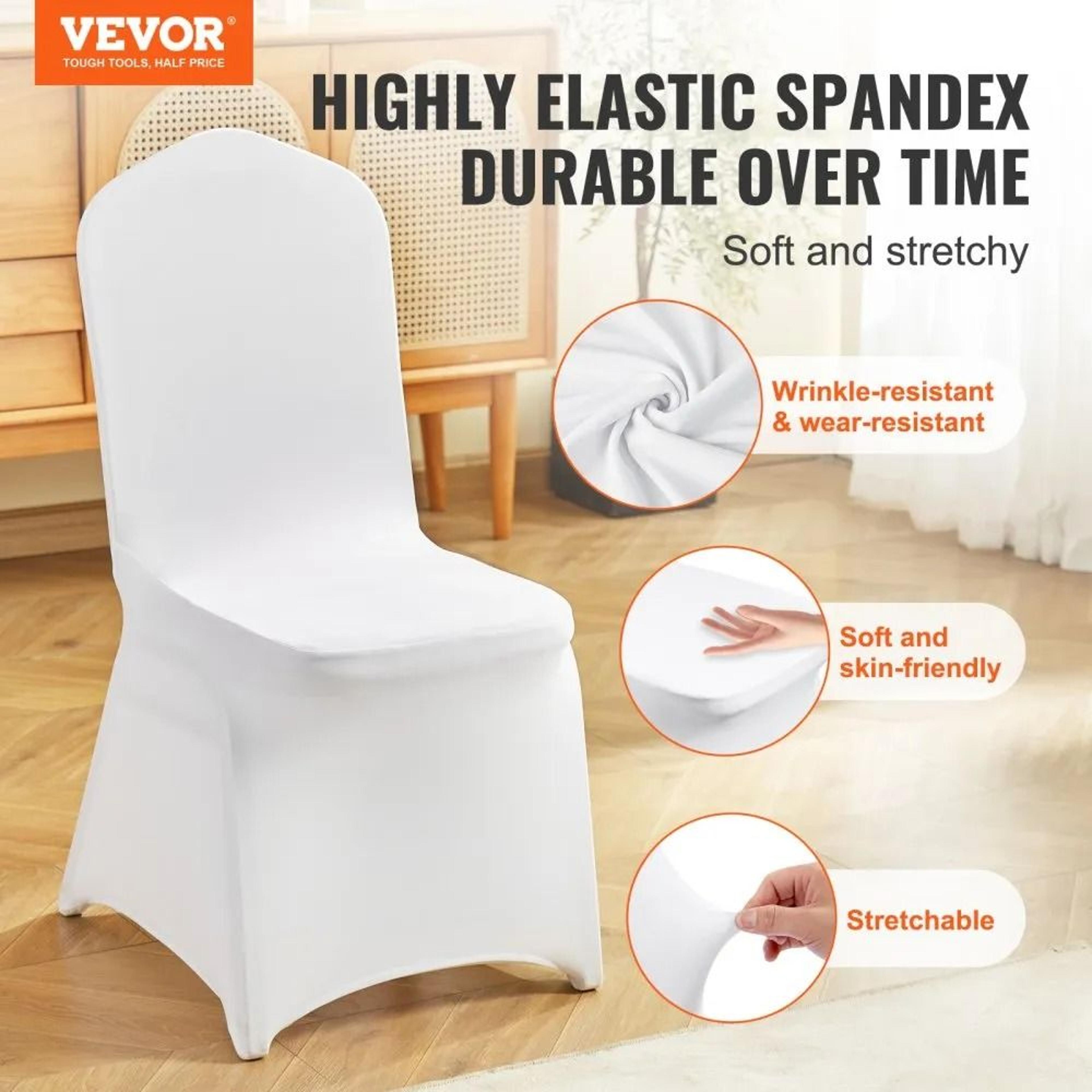 Stretch Spandex Chair Covers For Weddings Banquets And Parties 12 Pack White 1