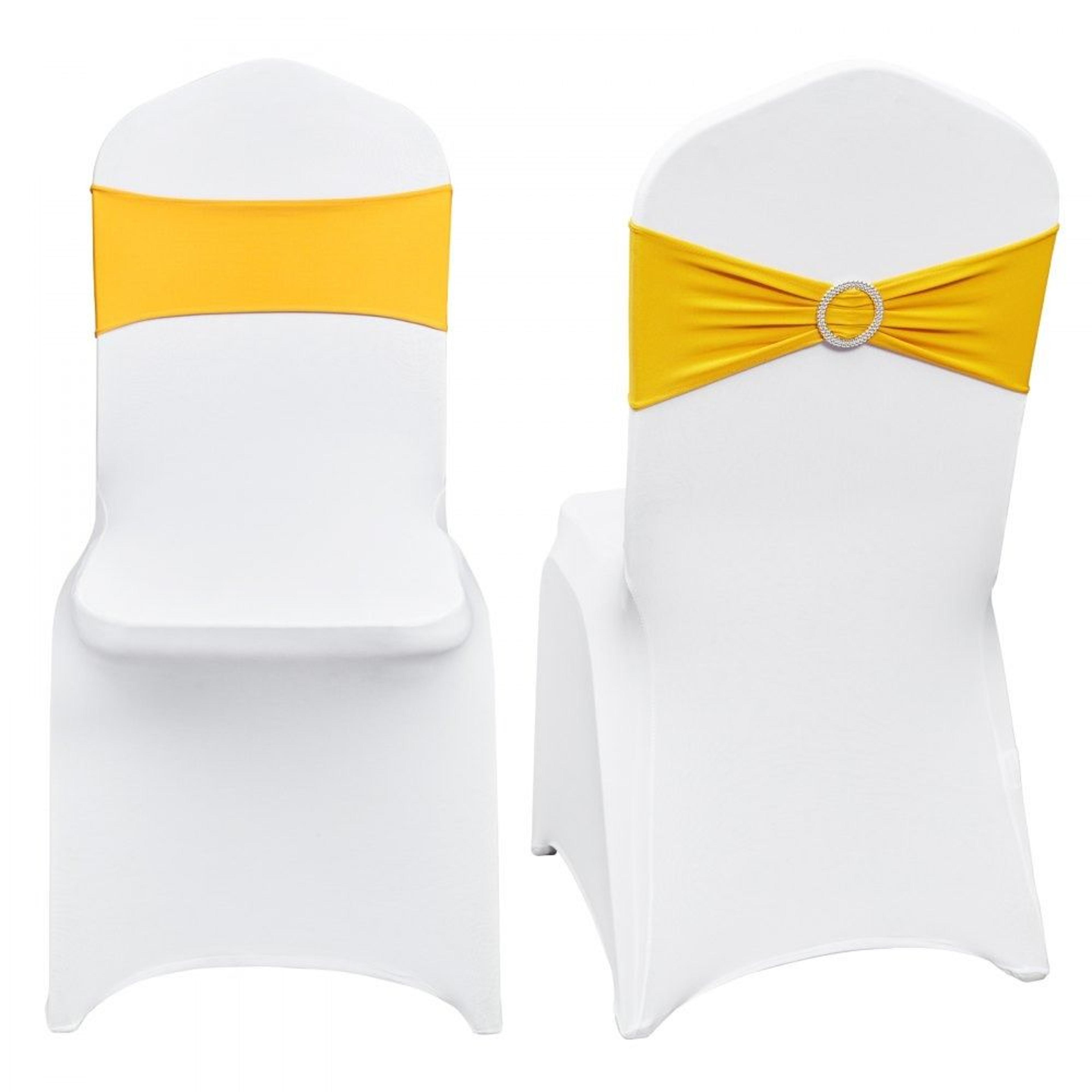 Premium Spandex Folding Chair Covers With Gold Sashes For Weddings And Banquets 7