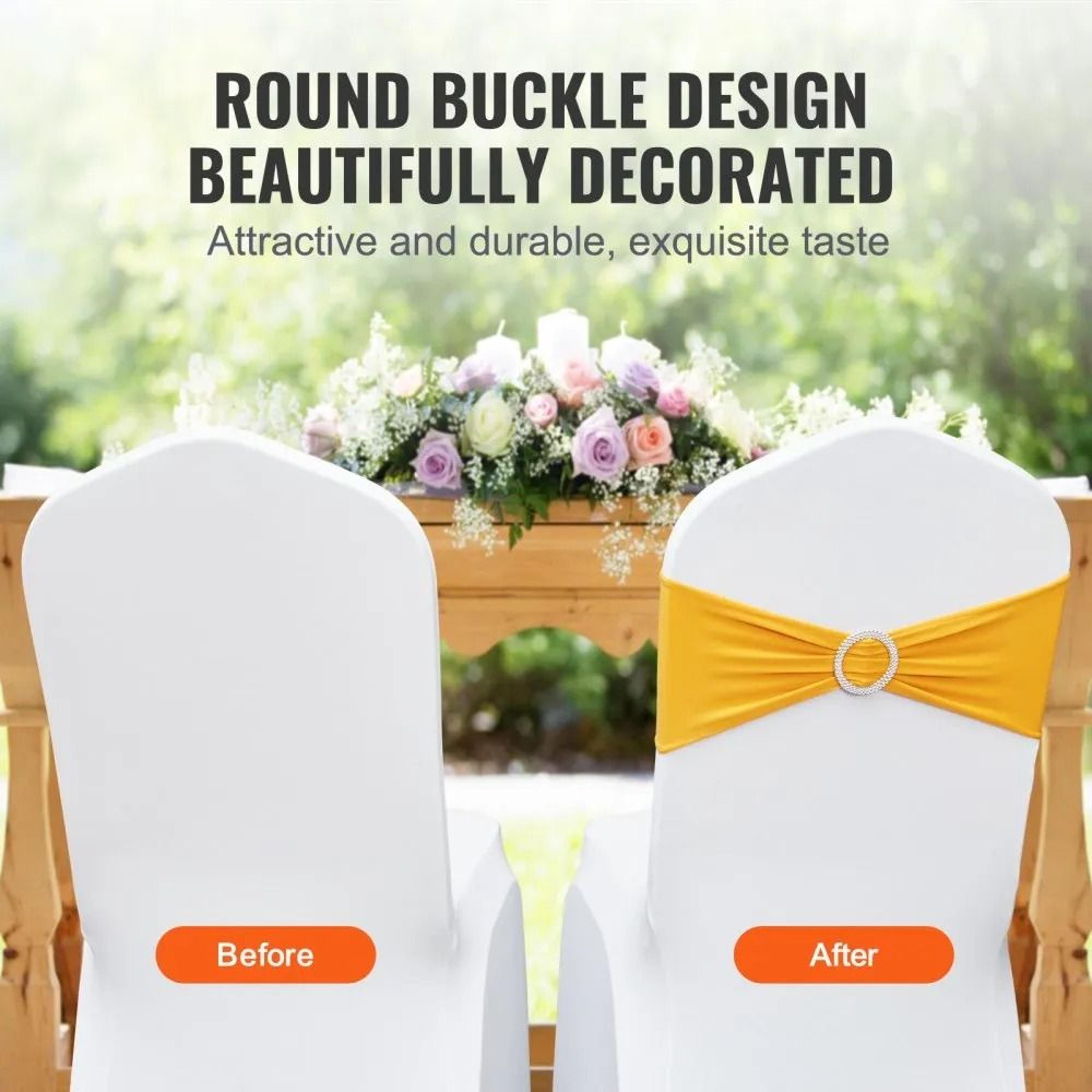 Stretch Spandex Chair Sashes With Round Buckle For Weddings And Banquets 1