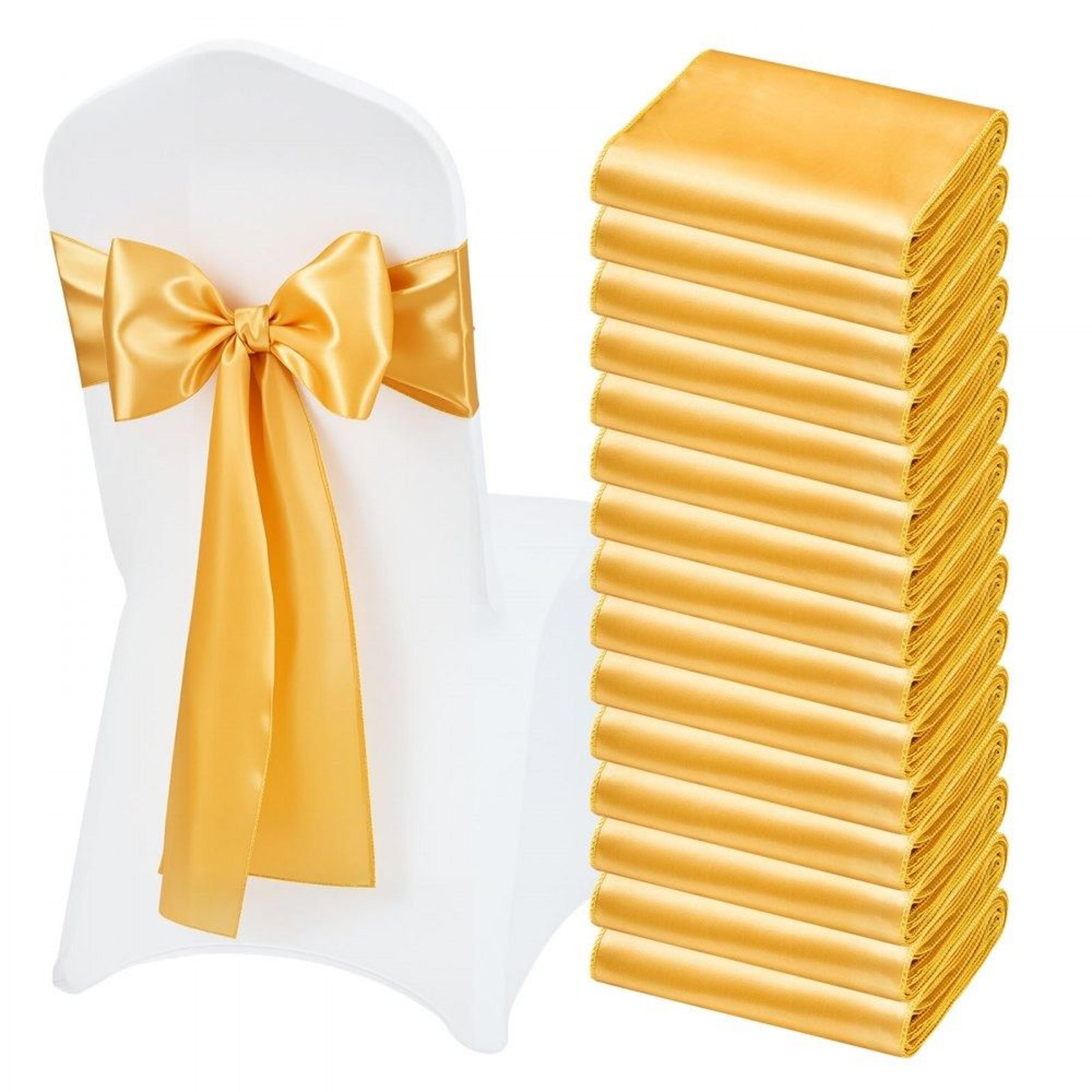 gold satin chair sashes wedding chair bows 50 pack