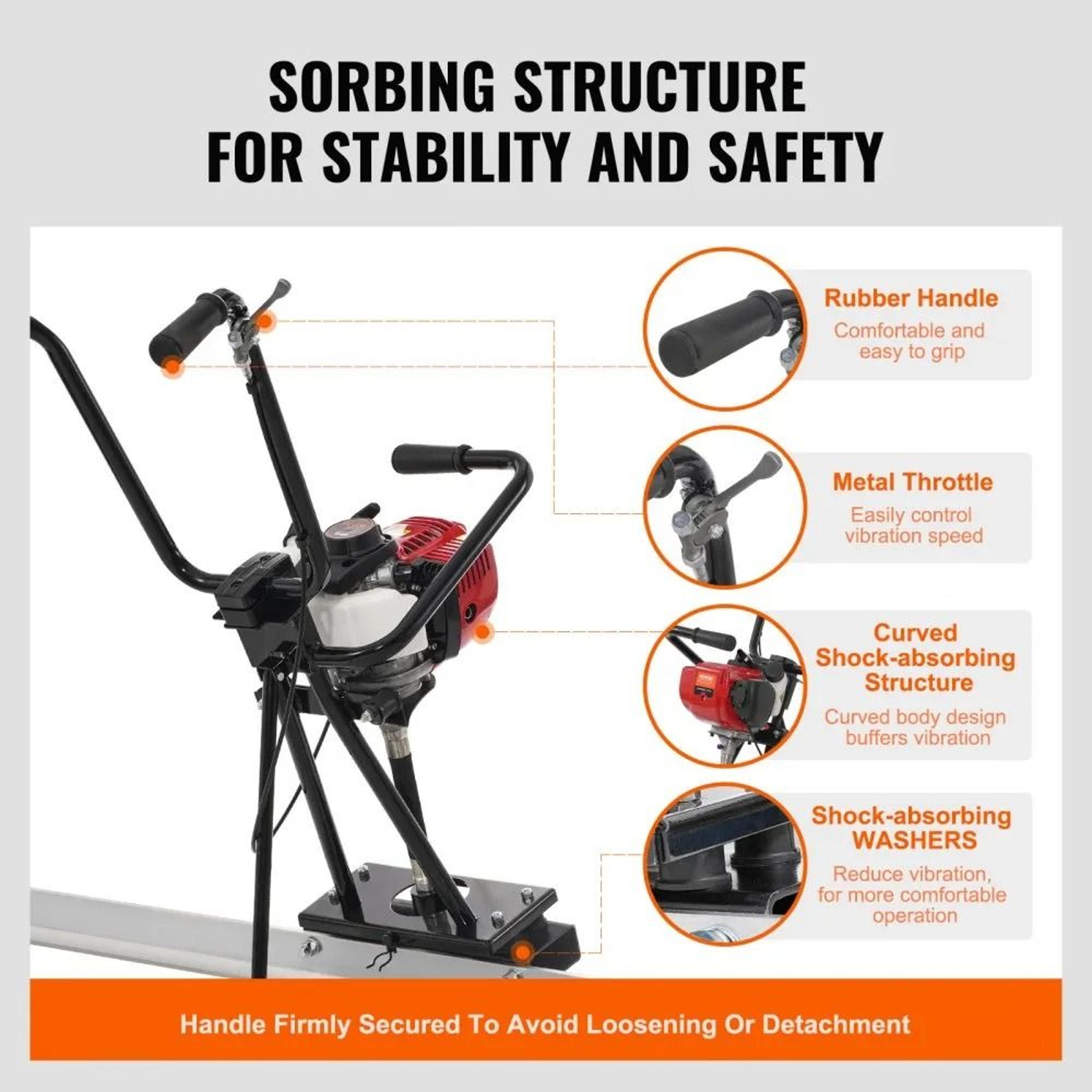 Gas Concrete Power Screed 11ft Aluminum Blade Vibrating Concrete Screed 2