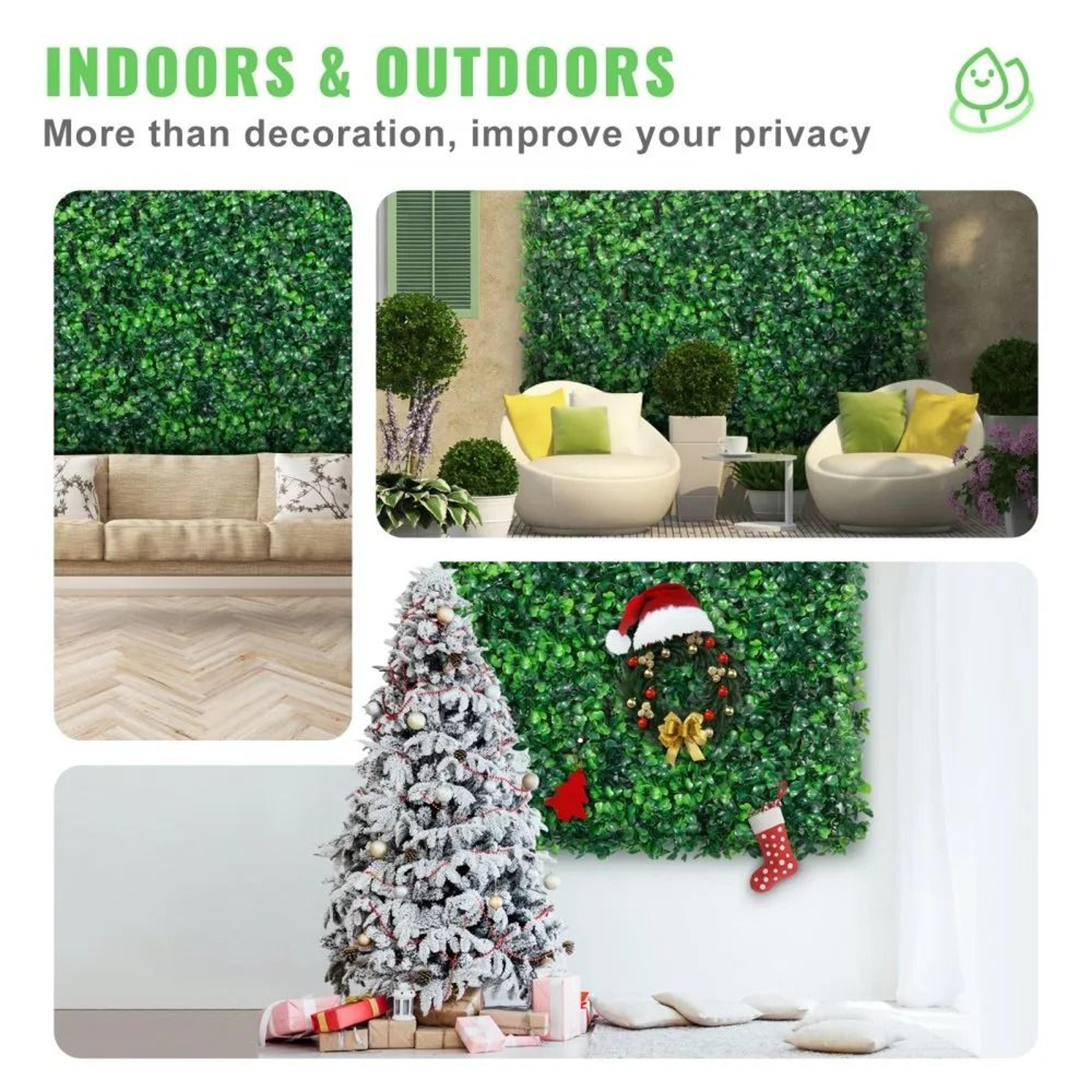 Artificial Boxwood Panels UV Protected Privacy Hedge Wall For Indoor Outdoor Decor 4