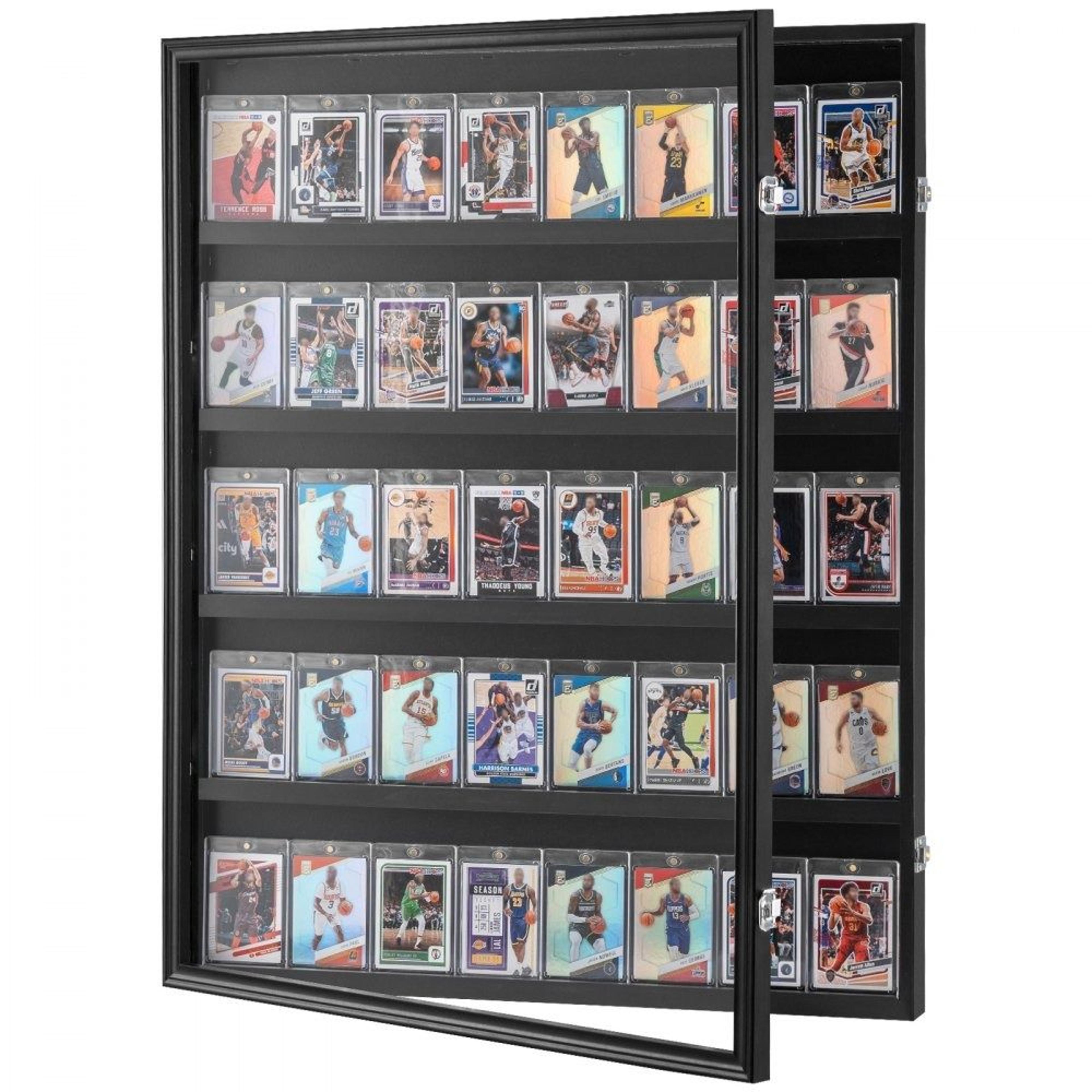 graded sports card display case with uv protection lockable wall frame