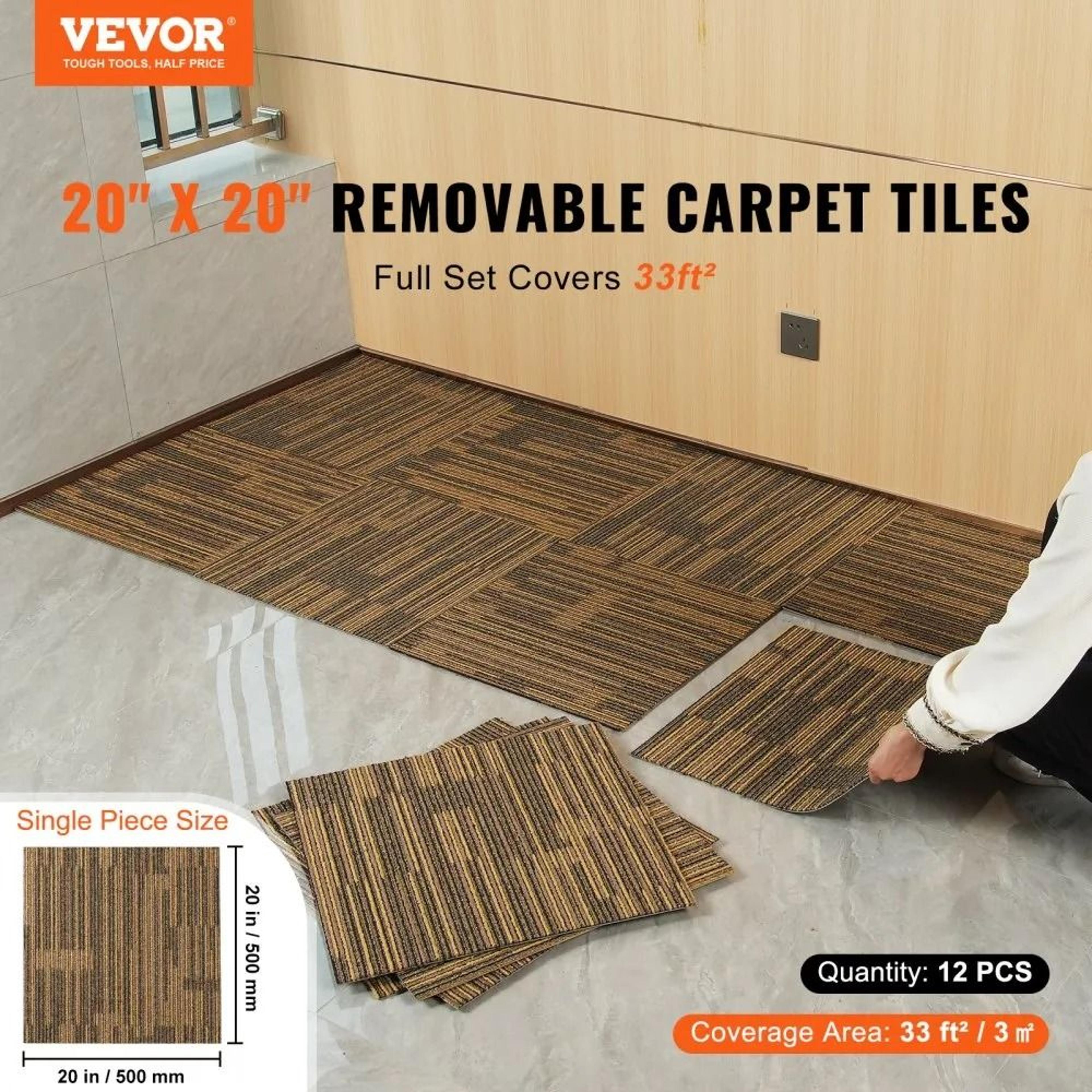 Reusable Padded Carpet Tiles 20 X 20 Inch DIY Floor Squares 1