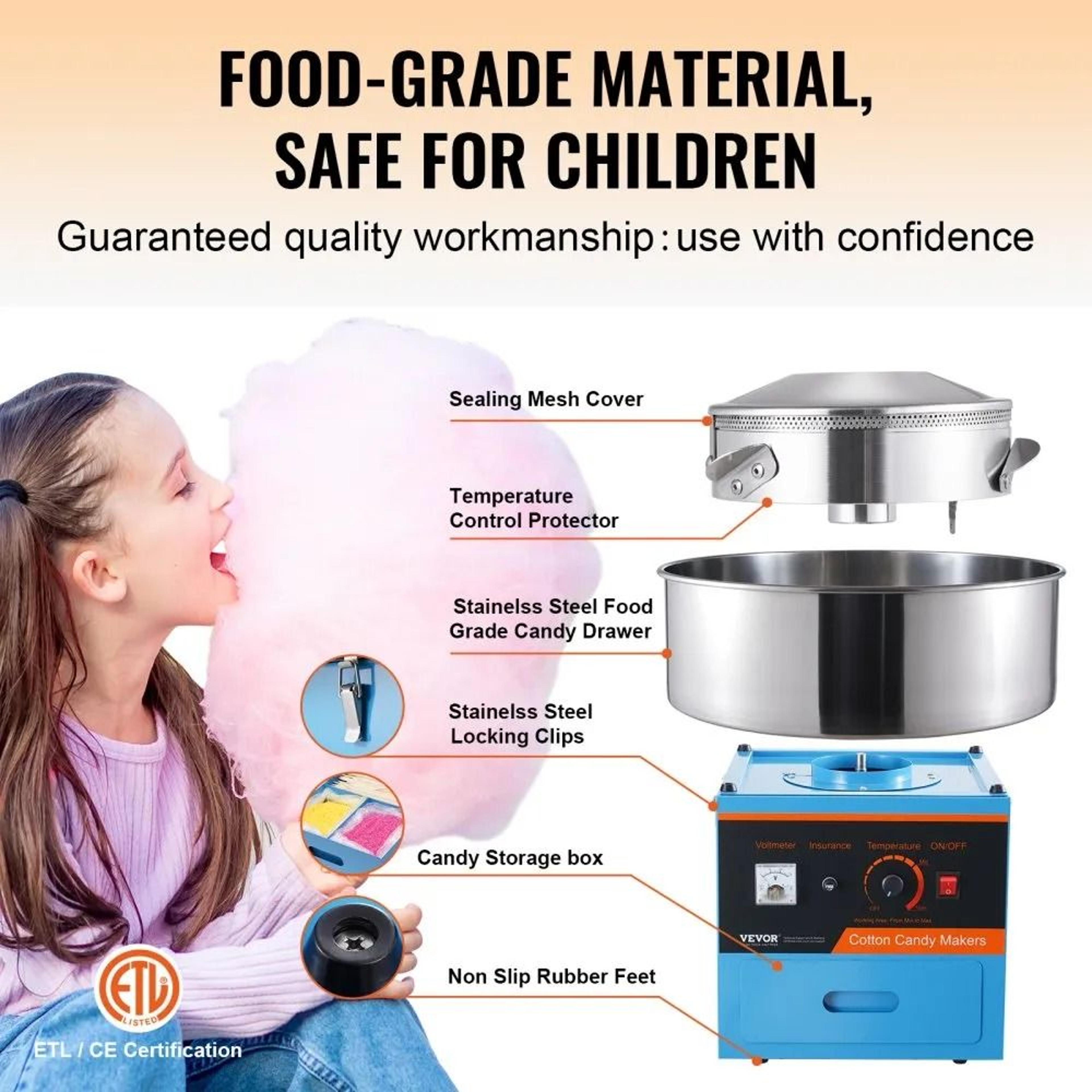 Commercial Electric Cotton Candy Machine 1000W Candy Floss Maker 2