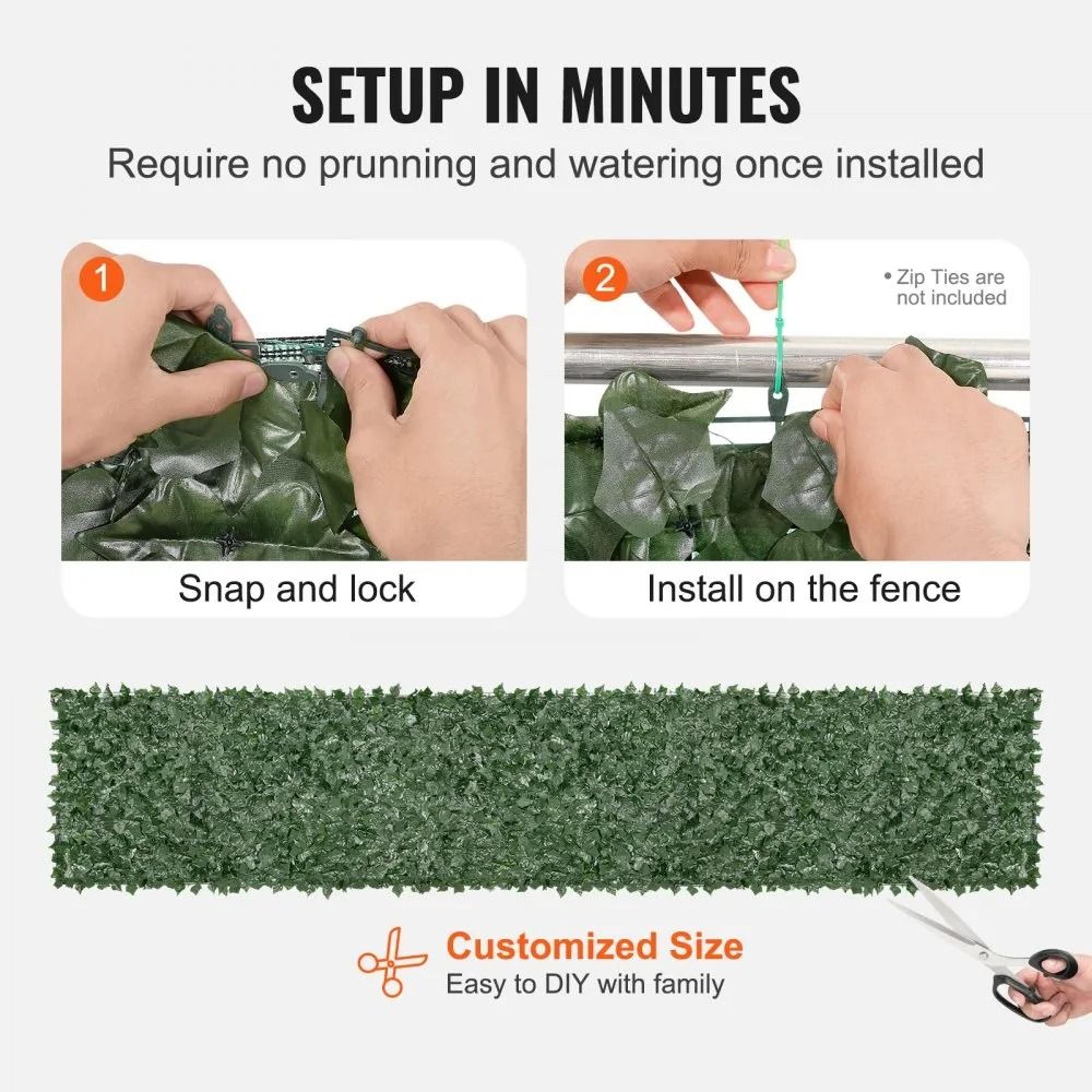 Artificial Ivy Privacy Fence Screen 39 X 198 In Outdoor Green Wall With Mesh Backing 3