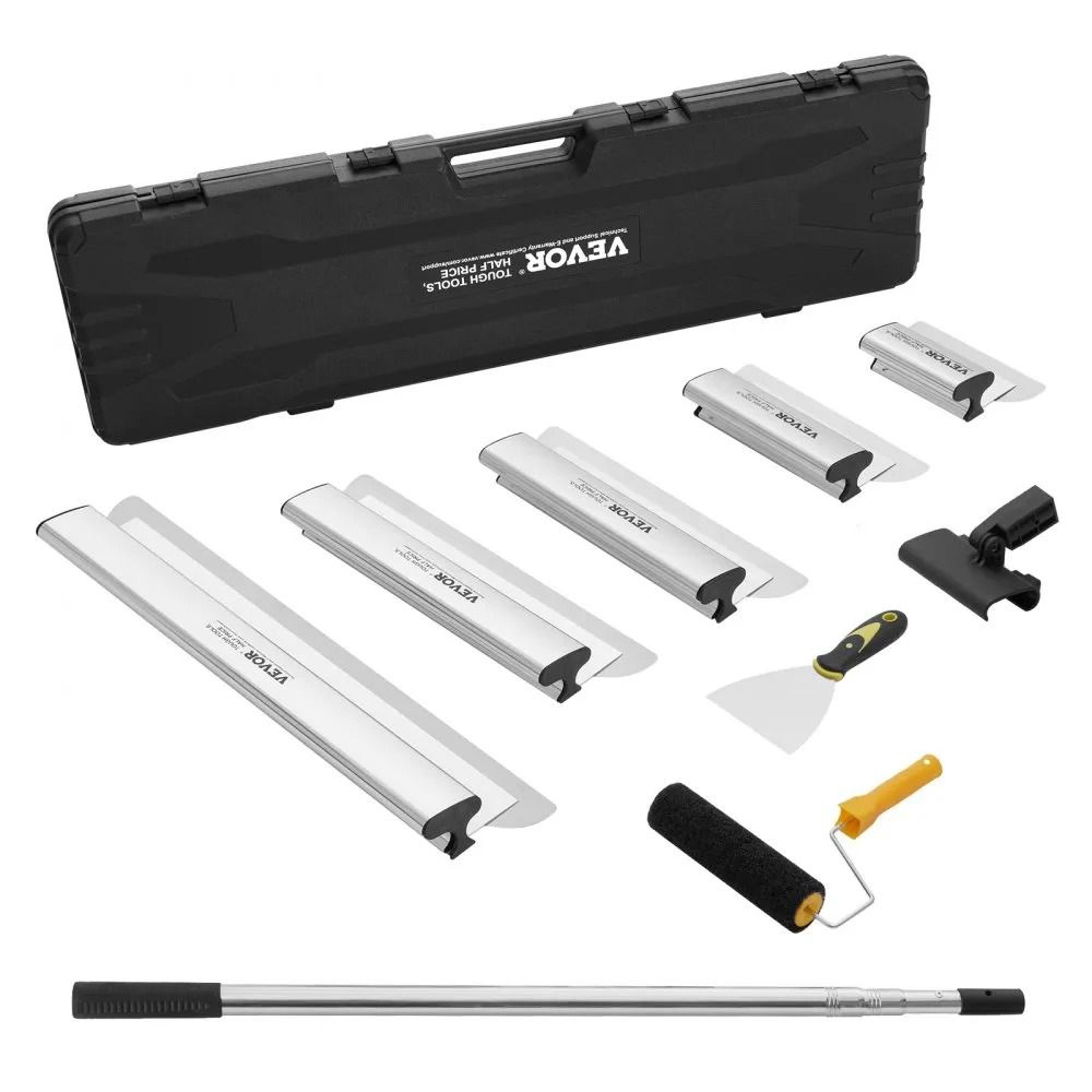 professional drywall skimming blade set with extension handle and stainless steel skim coat tools