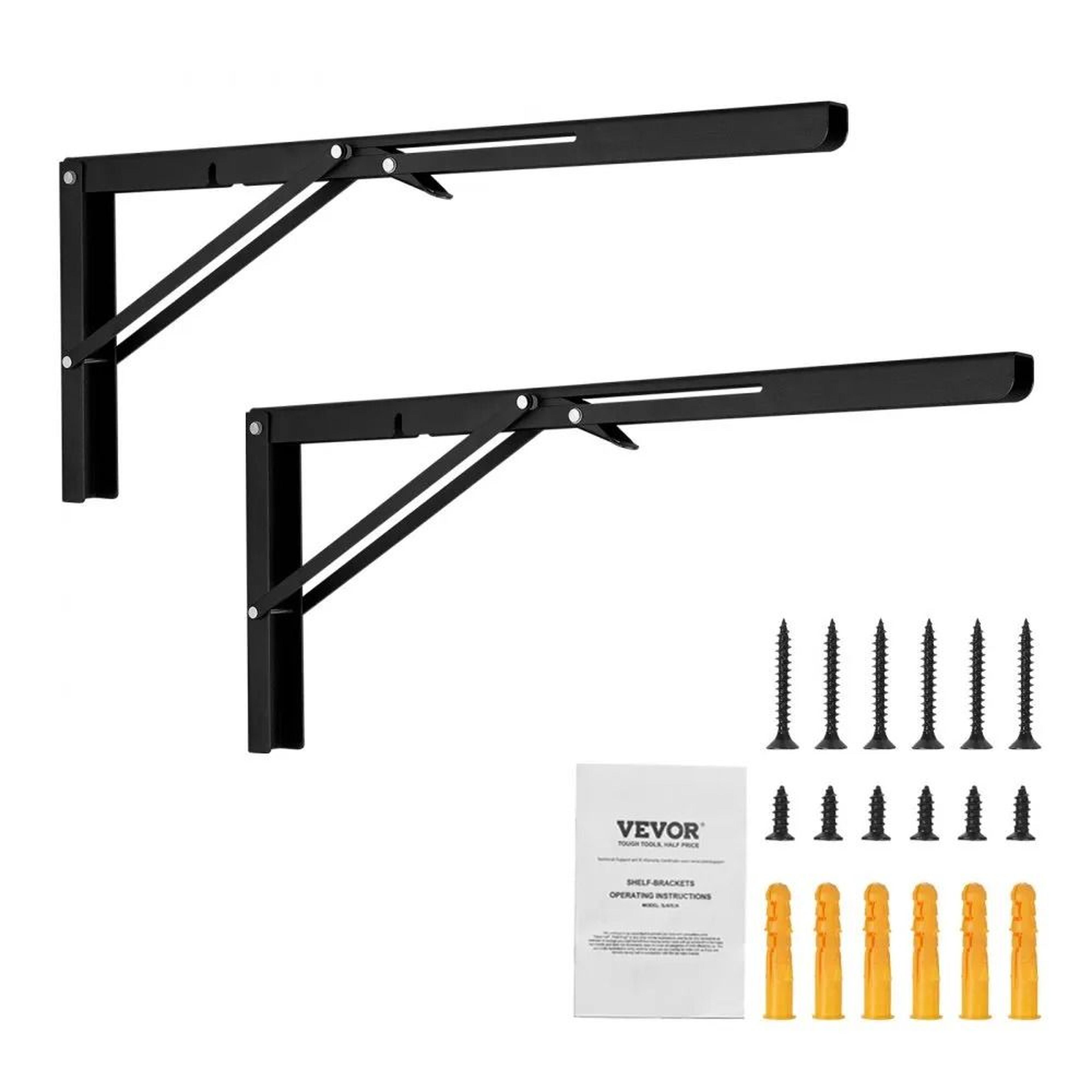 24 inch foldable heavy duty shelf brackets 300 lb steel wall support