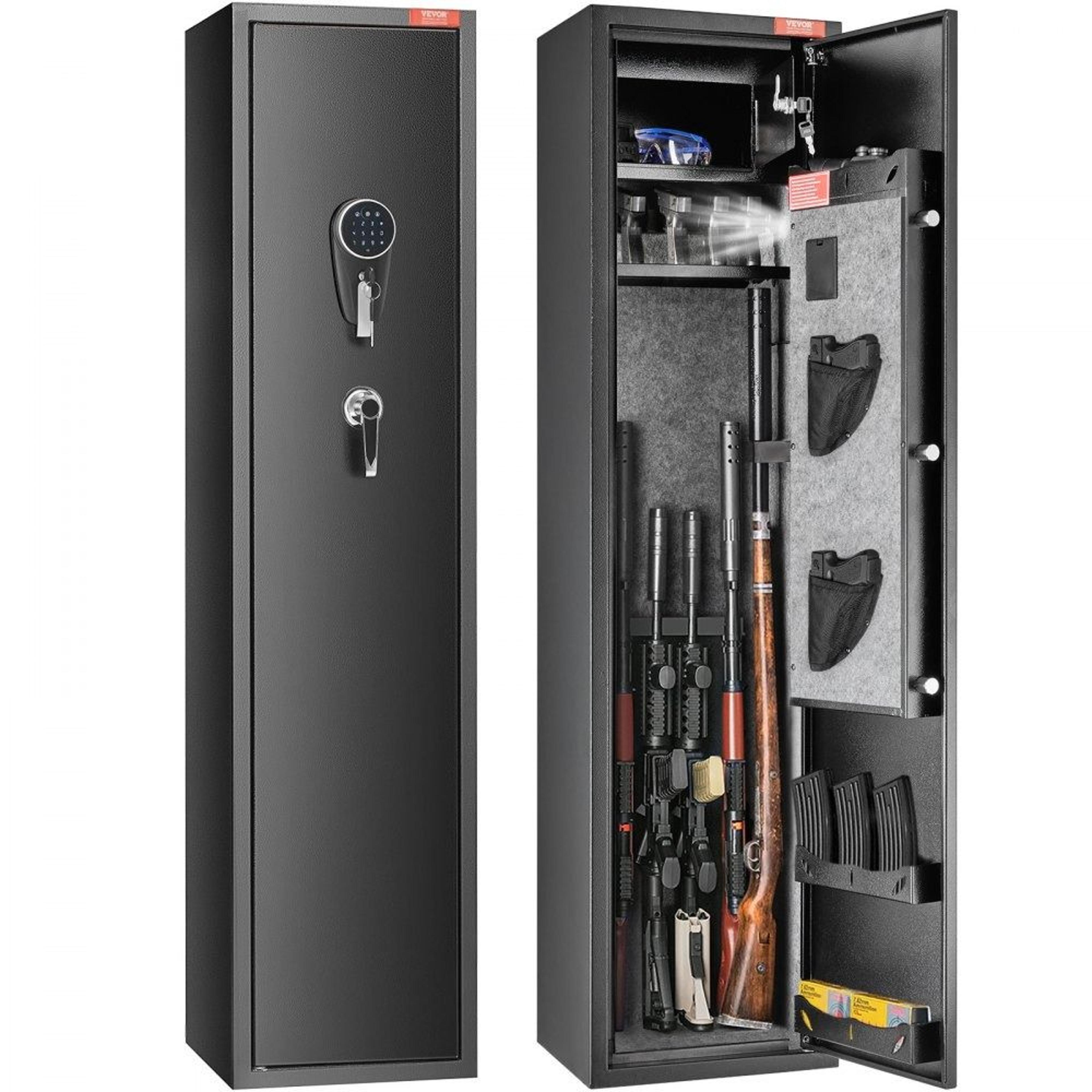5 rifle biometric gun safe with digital keypad and secure storage cabinet