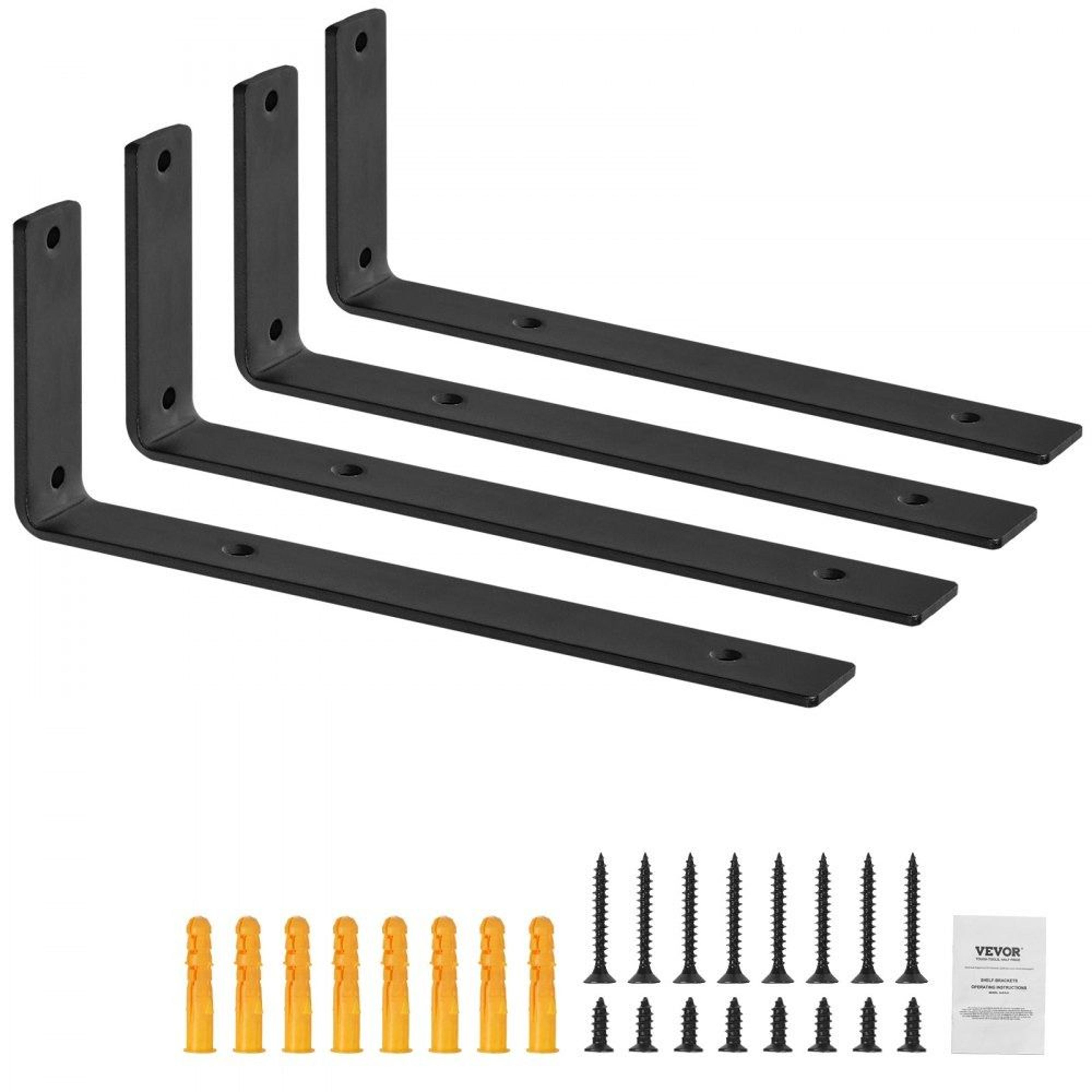 heavy duty floating shelf brackets 10 x 6 inch black steel l brackets 4 pack