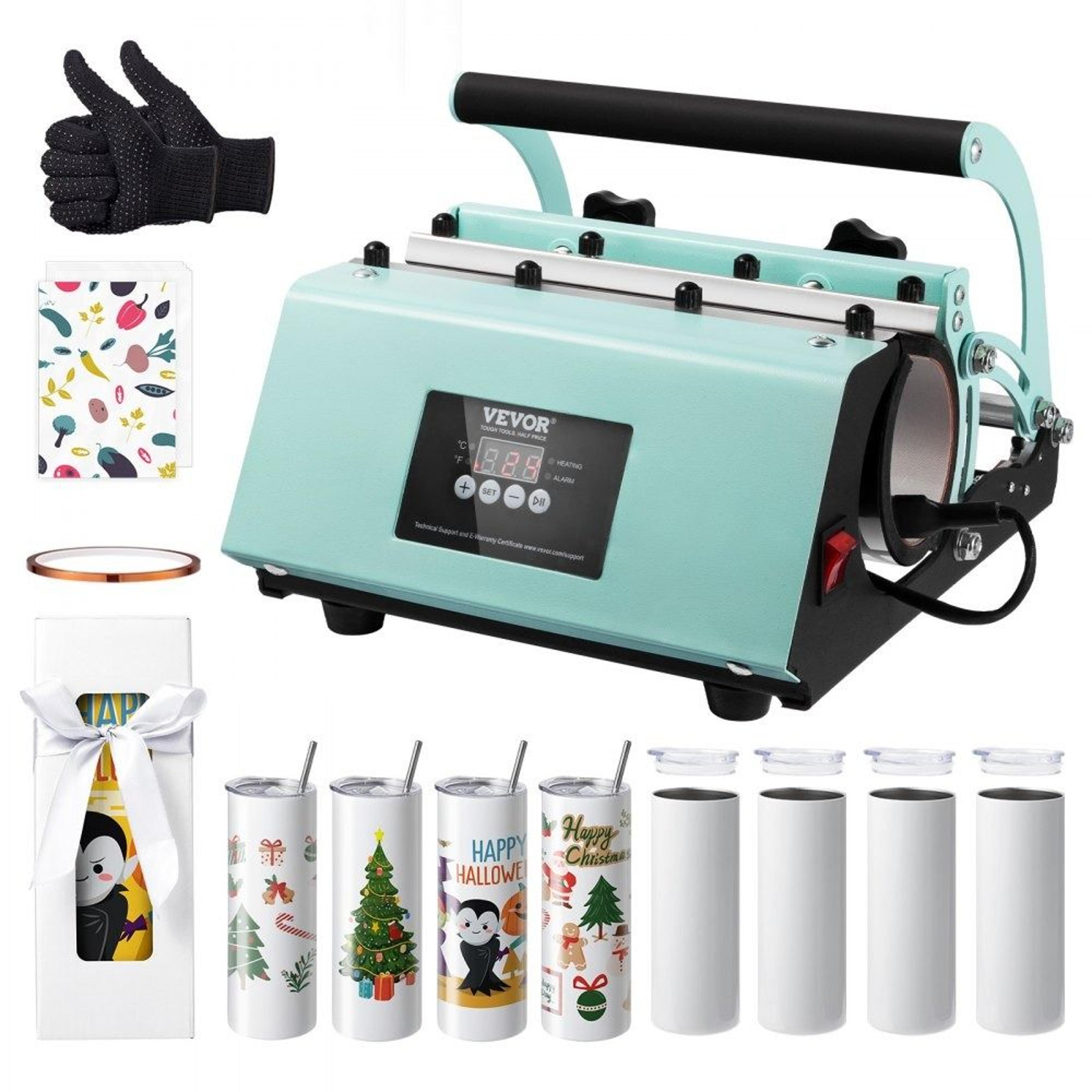 tumbler heat press machine with sublimation tumbler press kit and 8 blank tumblers