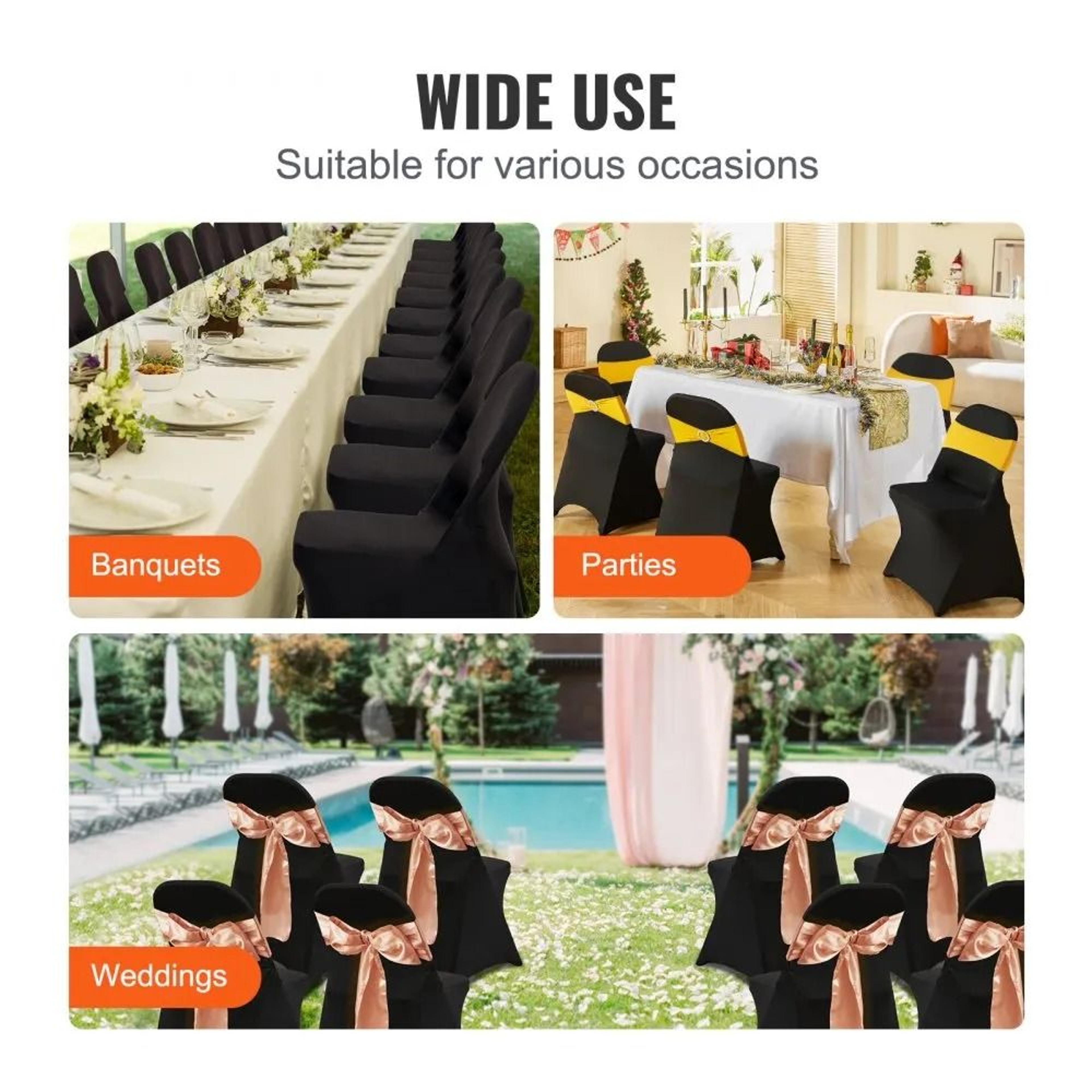 100 Pack Spandex Folding Chair Covers Washable Stretch Event Slipcovers 6