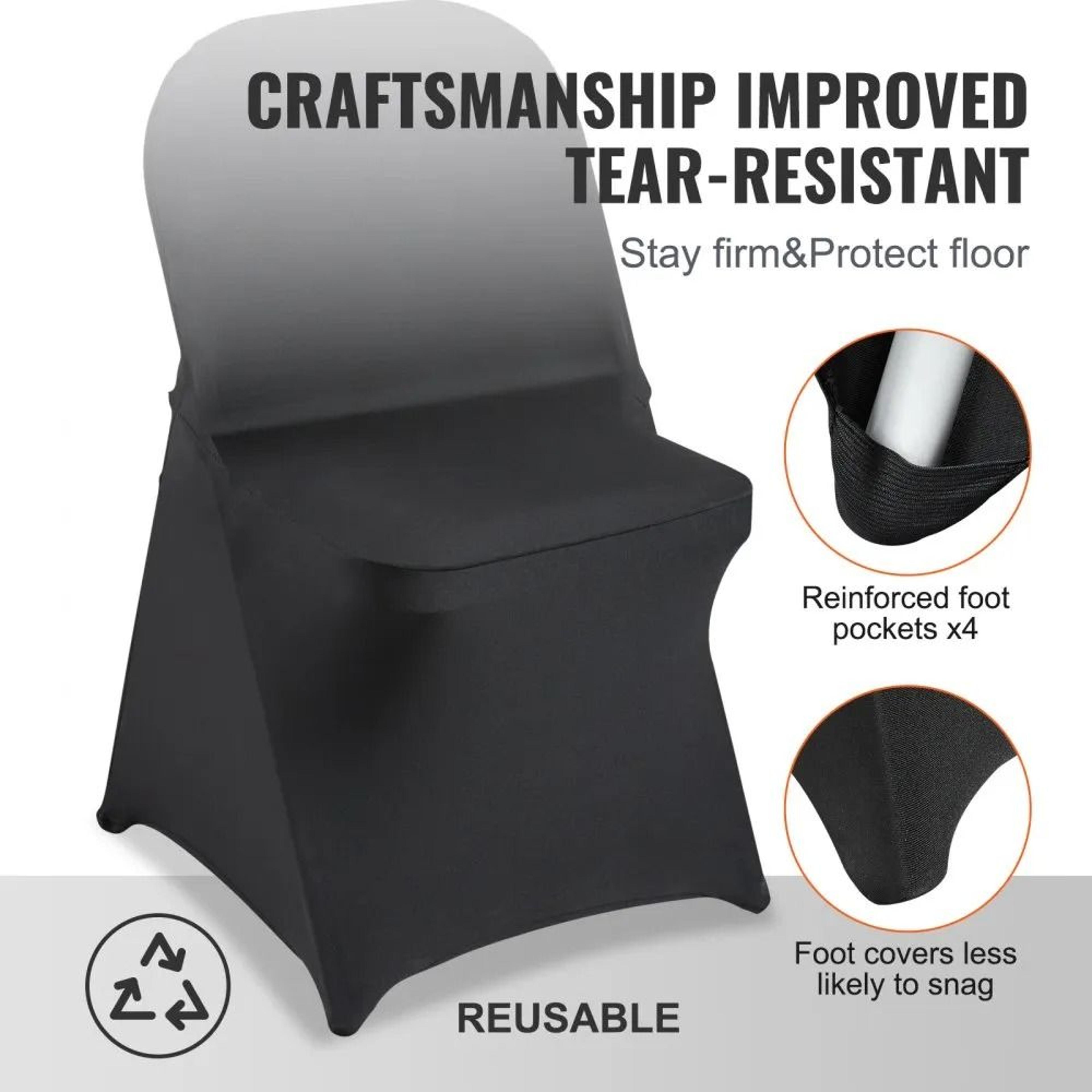 100 Pack Spandex Folding Chair Covers Washable Stretch Event Slipcovers 2