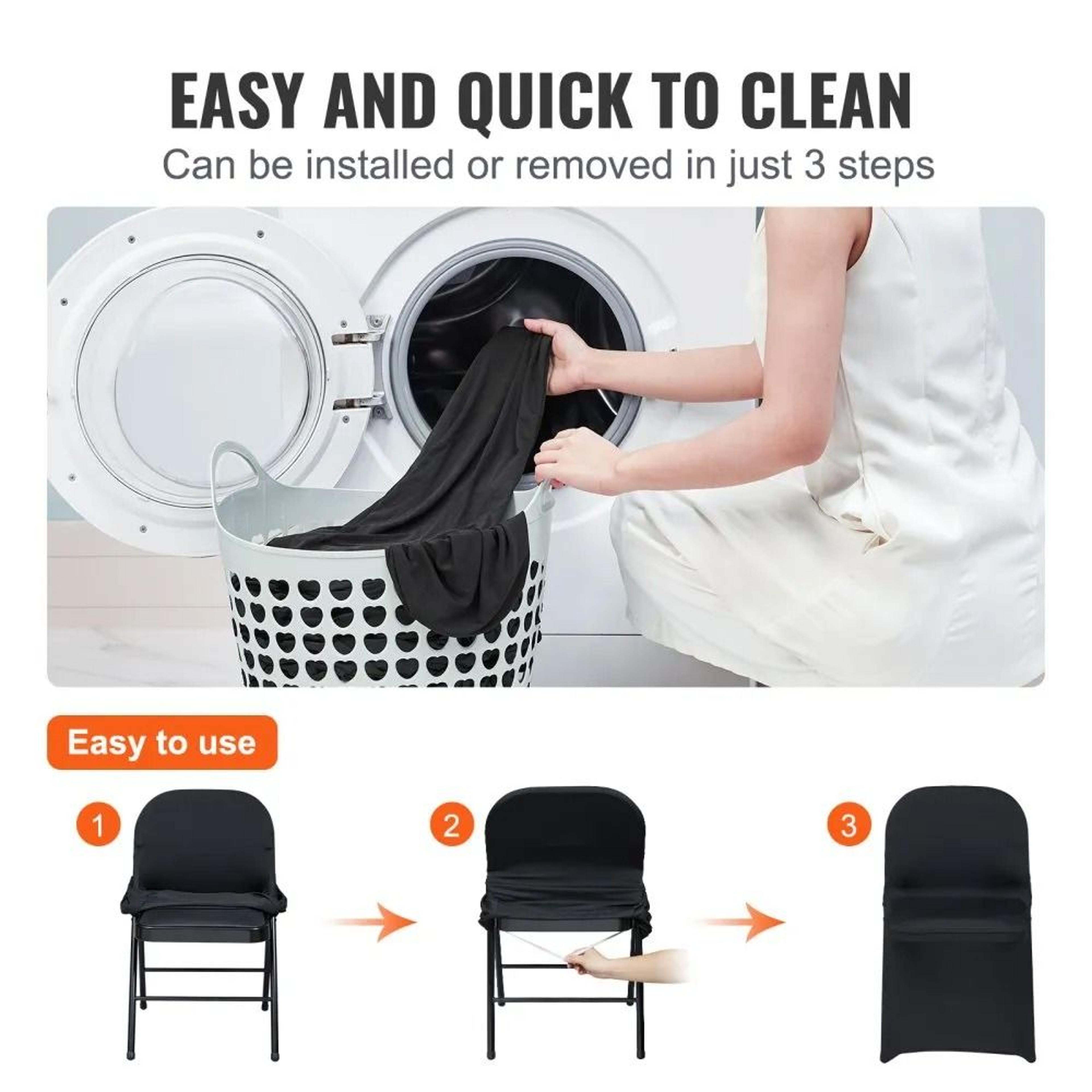 100 Pack Spandex Folding Chair Covers Washable Stretch Event Slipcovers 3