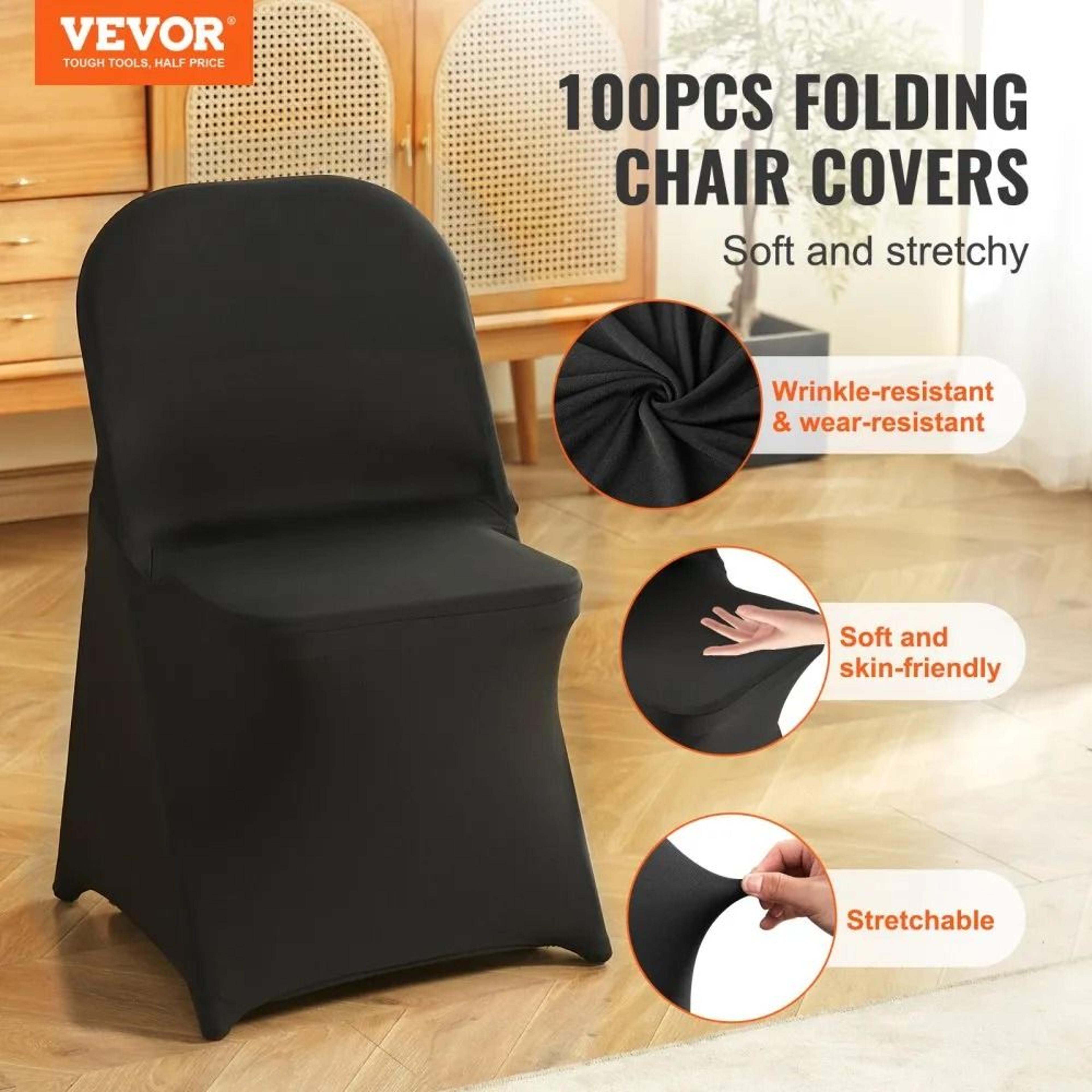 100 Pack Spandex Folding Chair Covers Washable Stretch Event Slipcovers 1